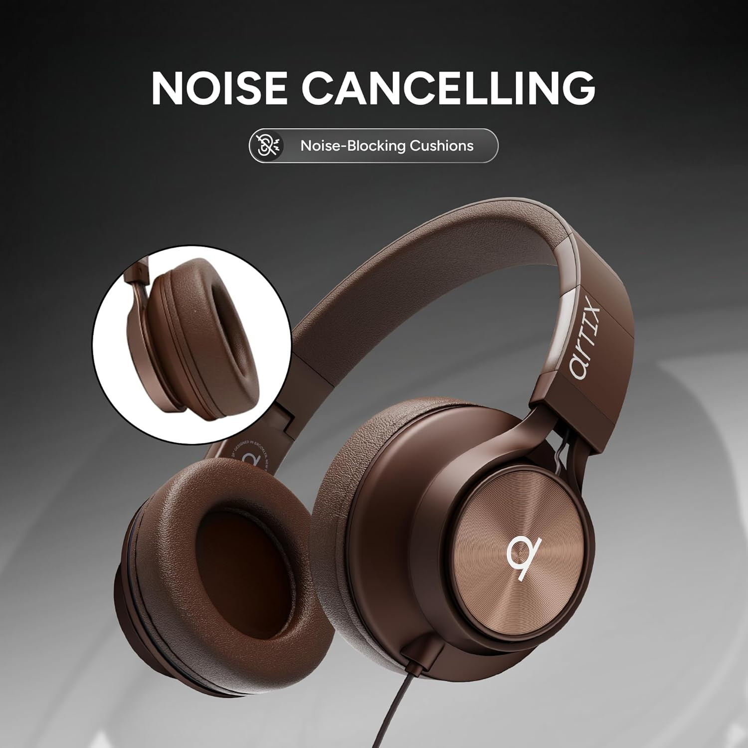 CL750 over Ear Headphones Wired with Mic & Volume Control, Audio with 100% Noise