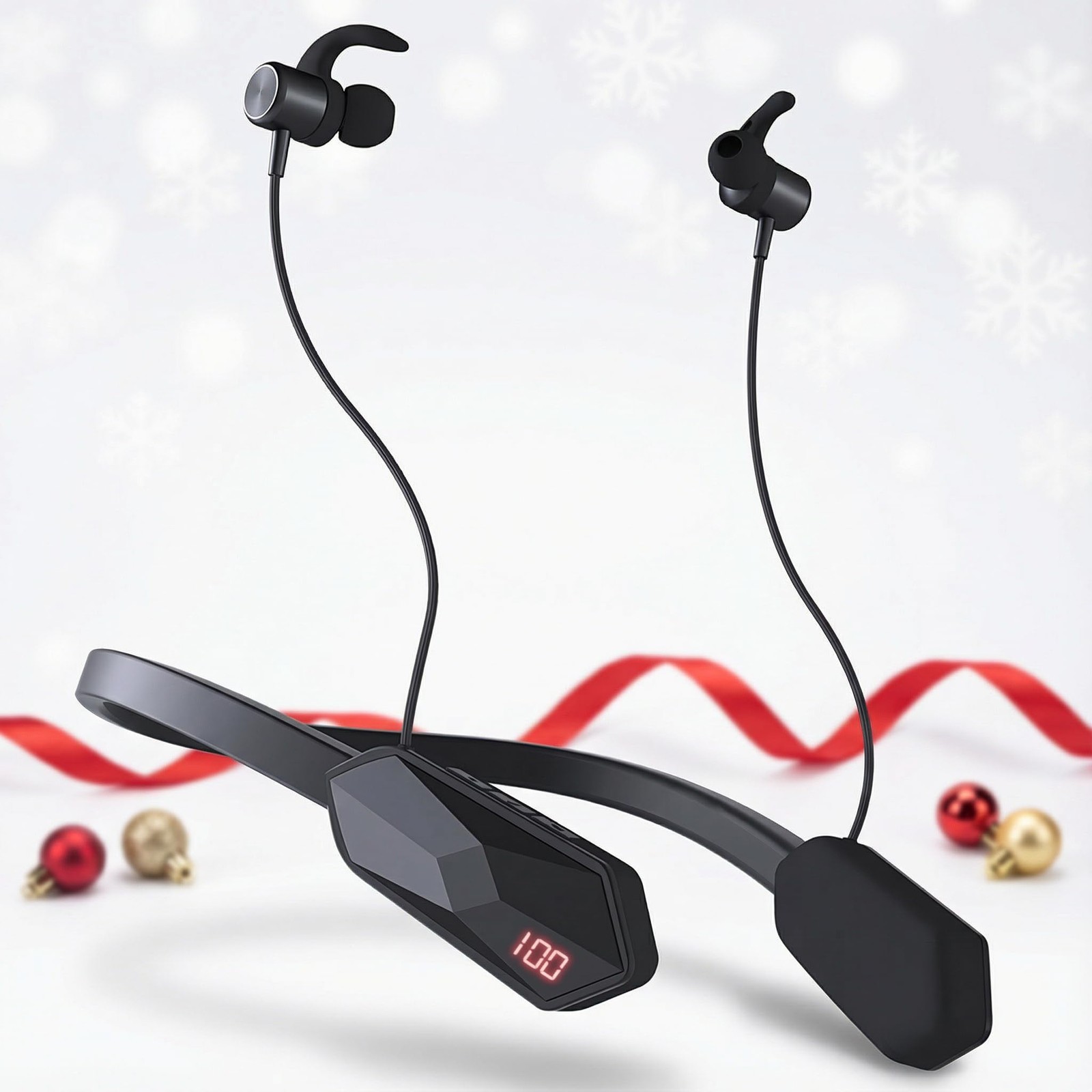 CCICITA X8 150H Playtime Bluetooth 5.3 Neckband Headphones w/ LED Power Display