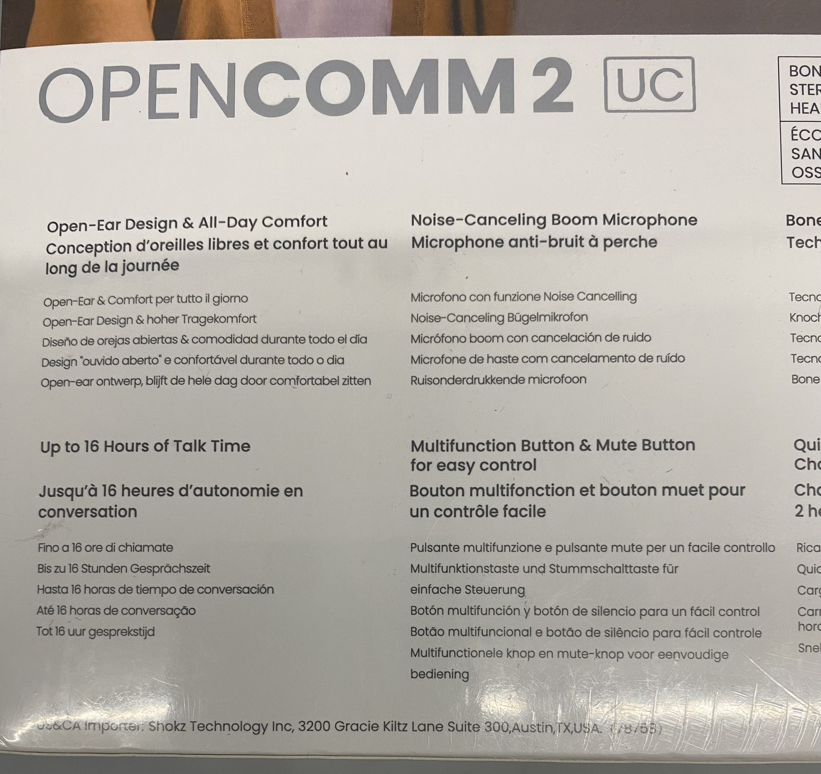 Shokz OpenComm 2 UC Wireless Bone Conduction Stereo Bluetooth Headset Black