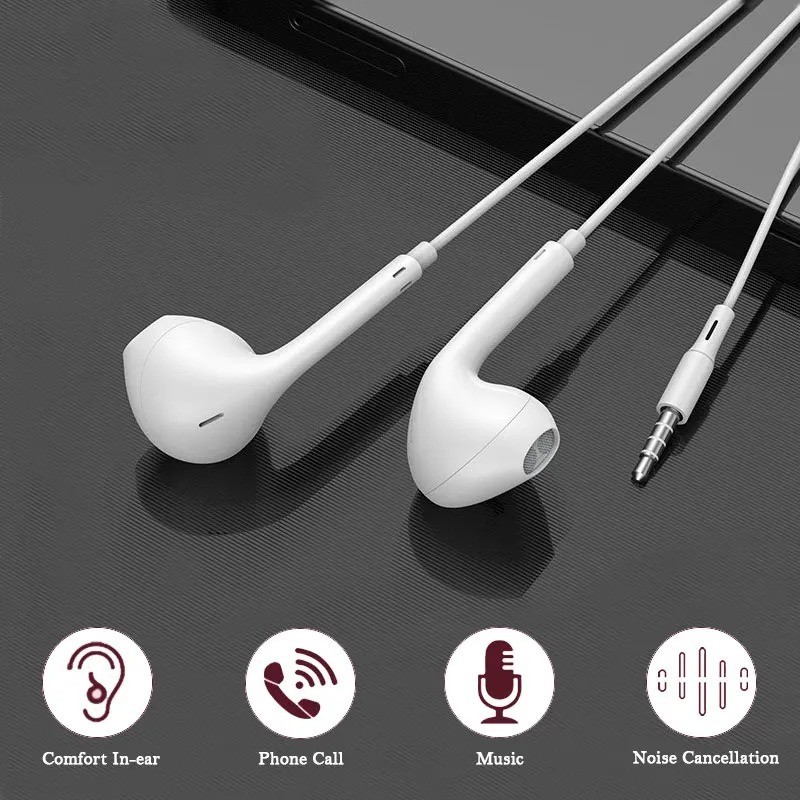 Wired 3.5mm In-Ear Headphones with Microphone – Earbuds for Smartphones