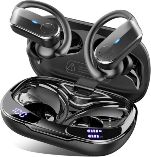 Wireless Earbuds, Sports Bluetooth 5.4 Headphones IPX8 Waterproof, Deep Black