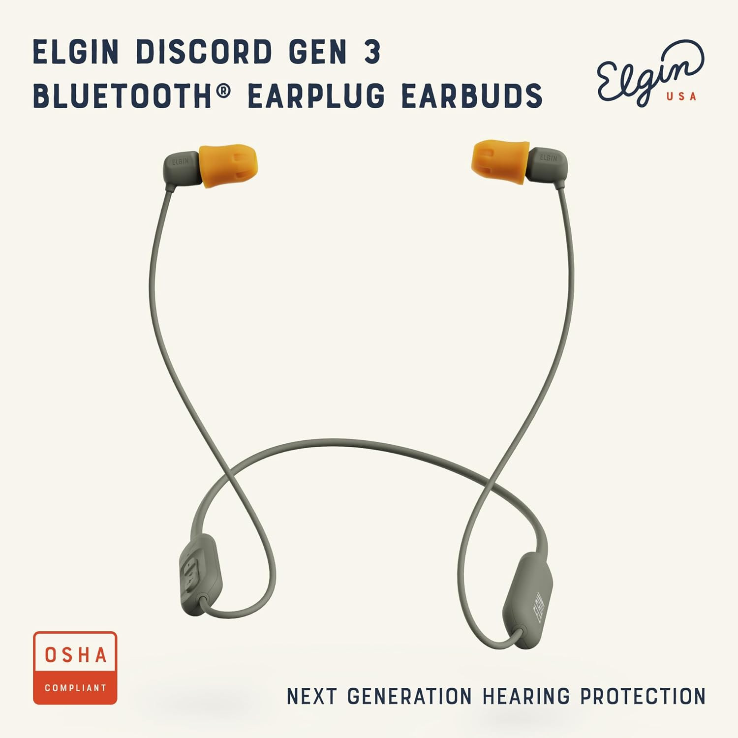 Elgin Discord Gen 3 Bluetooth Earplug Earbuds, OSHA Compliant Wireless In-Ear He