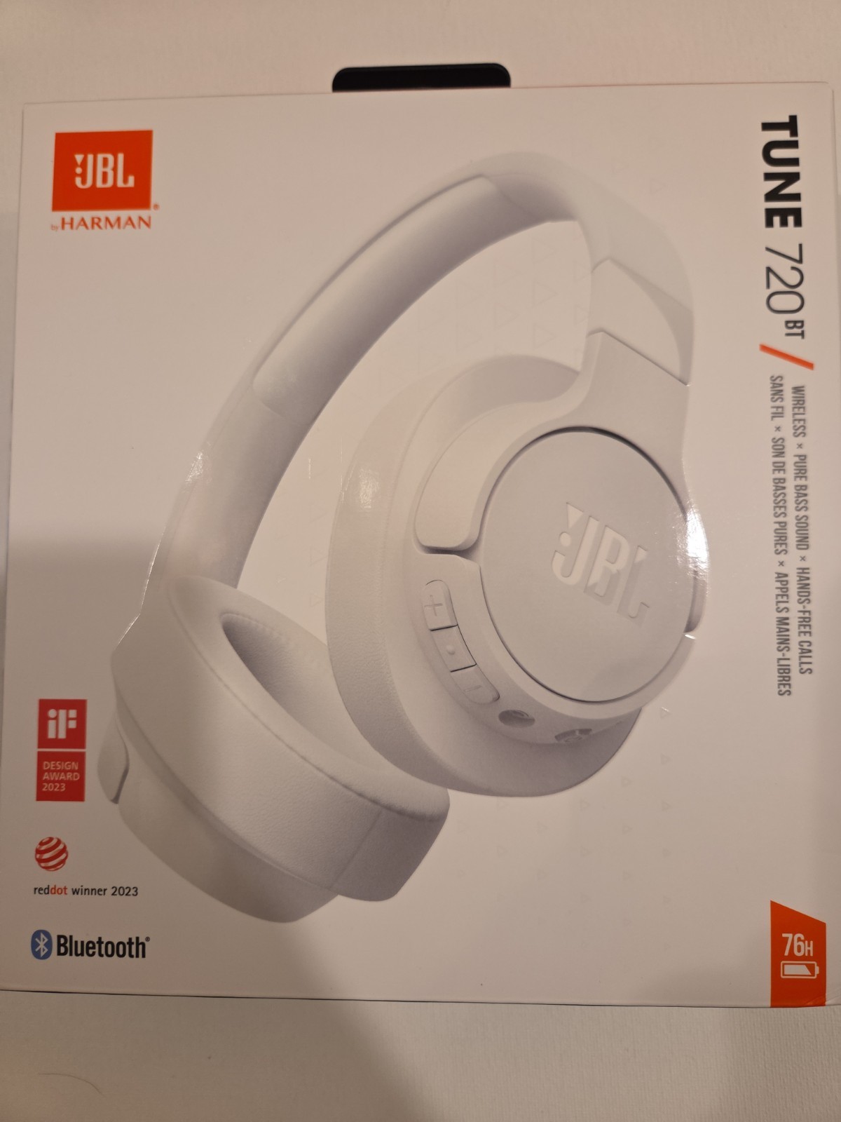 JBL Tune 720BT, Wireless Over-Ear Headphones, White