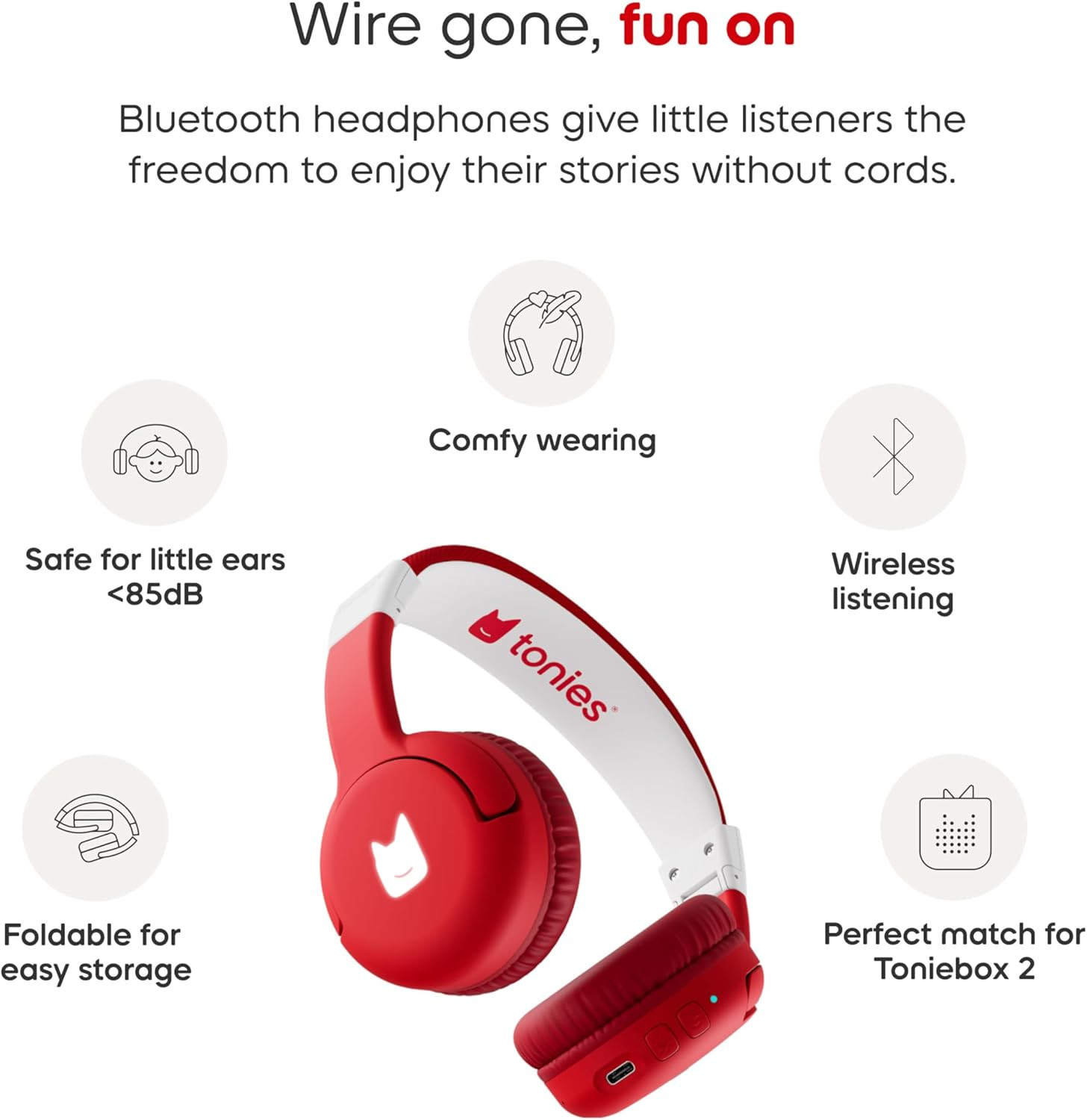 Tonies Bluetooth Headphones for Toniebox 2 – Sunset Red