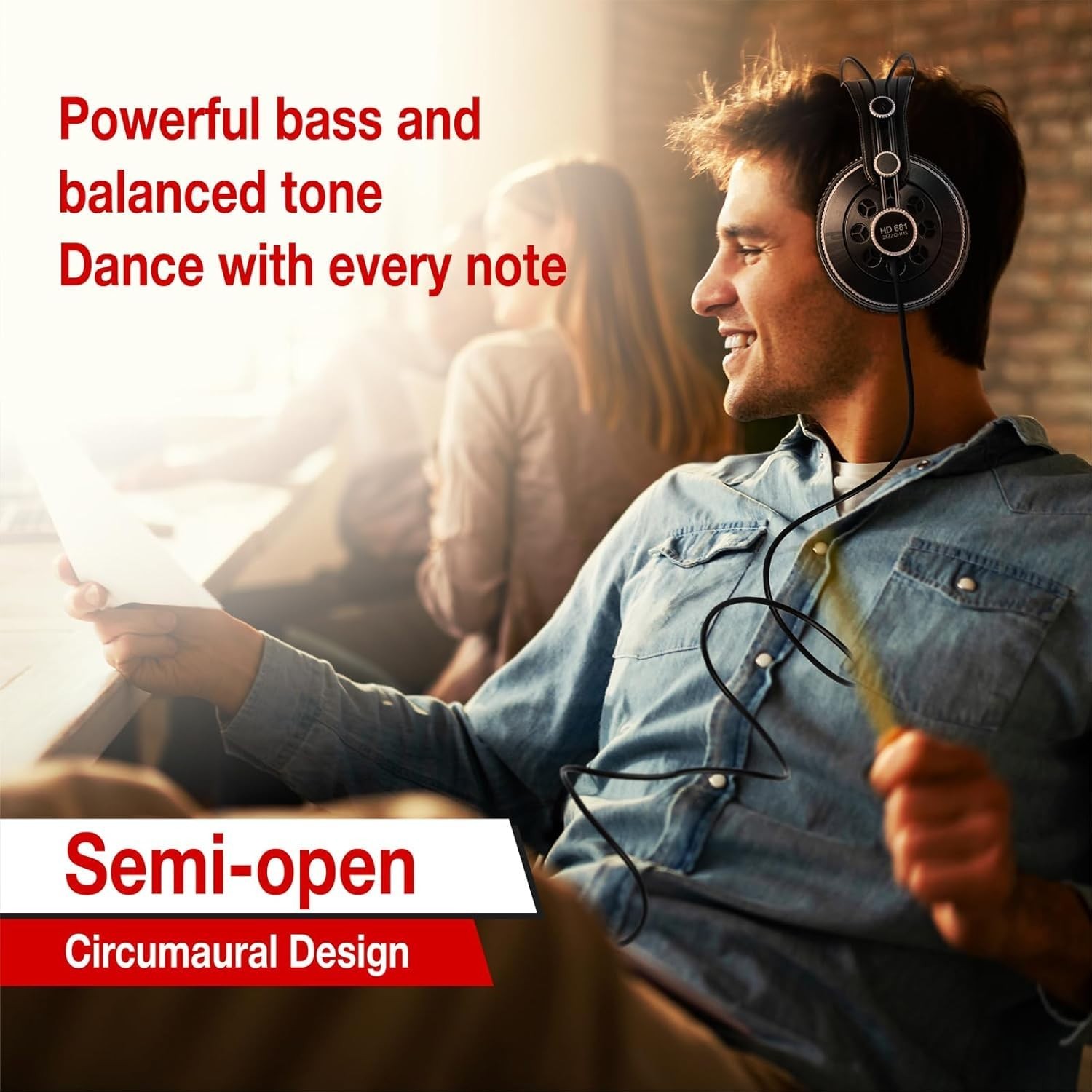 Dynamic Over-Ear Headphones with 50mm Neodymium Driver, Deep Bass, Semi-Open Des