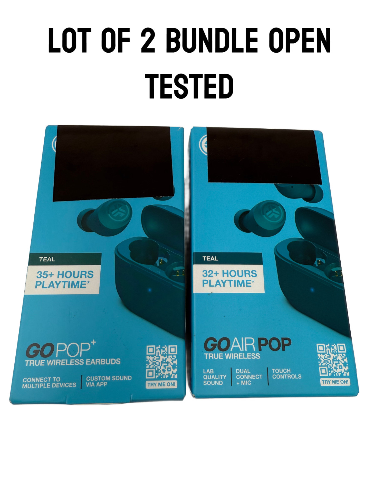 JLab Go Air Pop True Wireless Earbuds Teal – Lot of 2 Open Tested