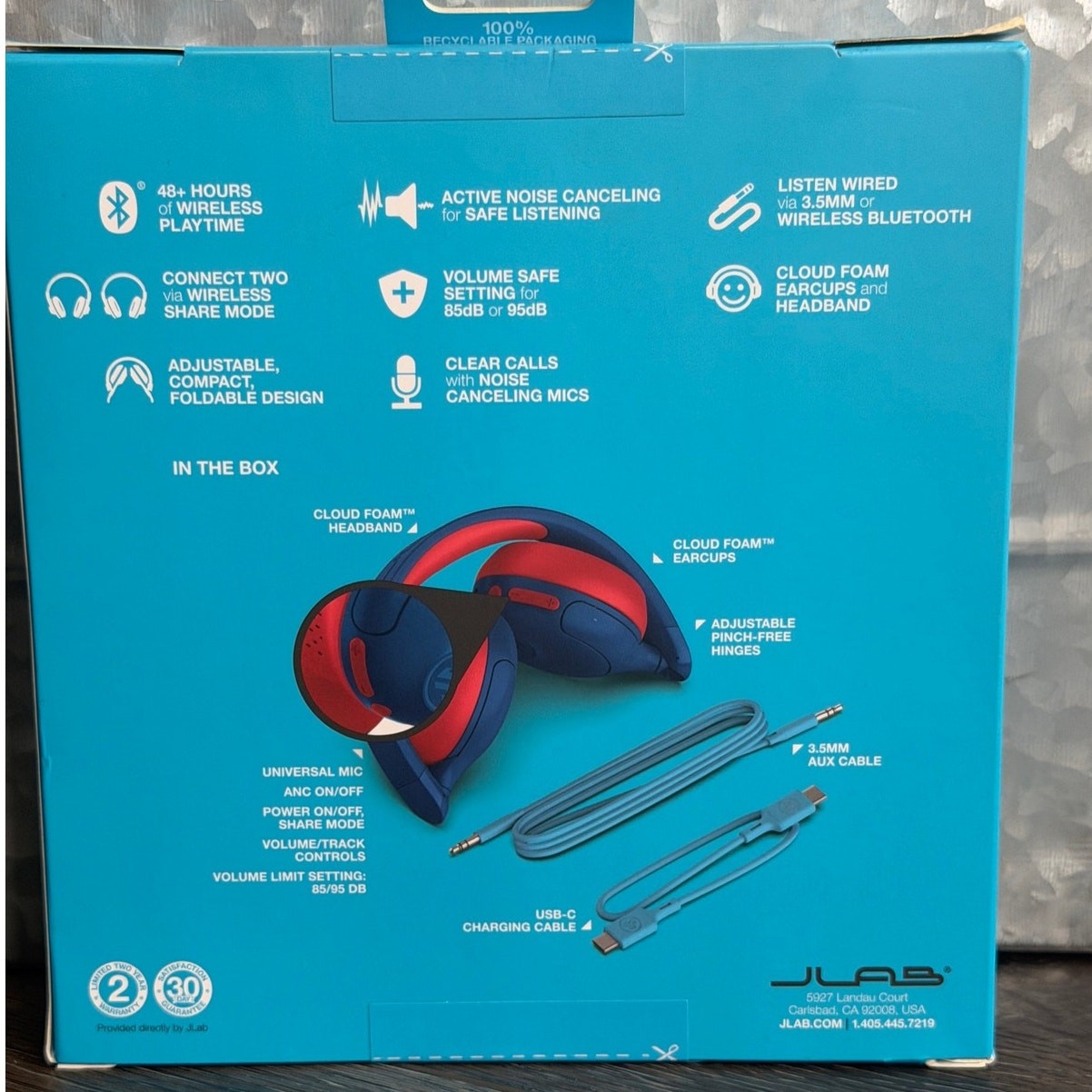 NEW JLab JBuddies ANC Kids Headphones Wireless + Wired 2-in-1 Bluetooth Volume