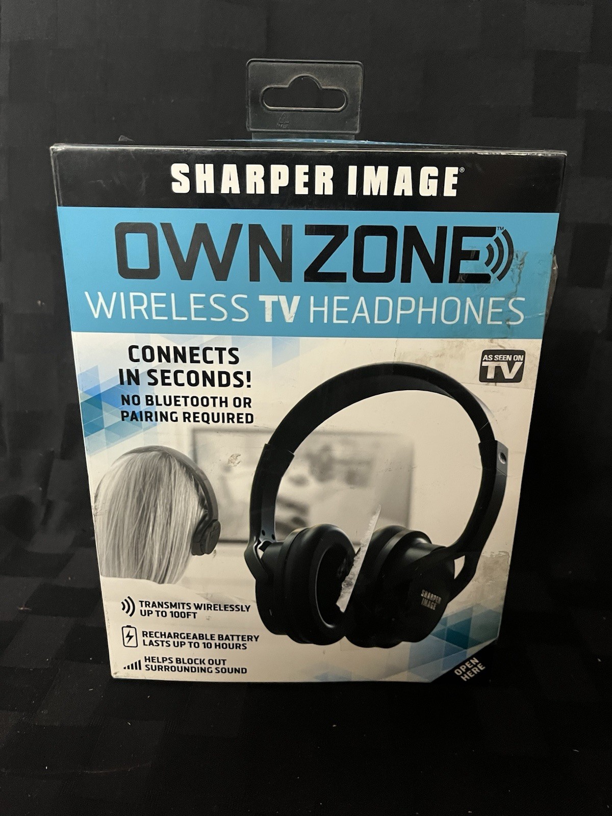 Sharper Image OWN ZONE Wireless TV Headphones 30603 Black New Open Box