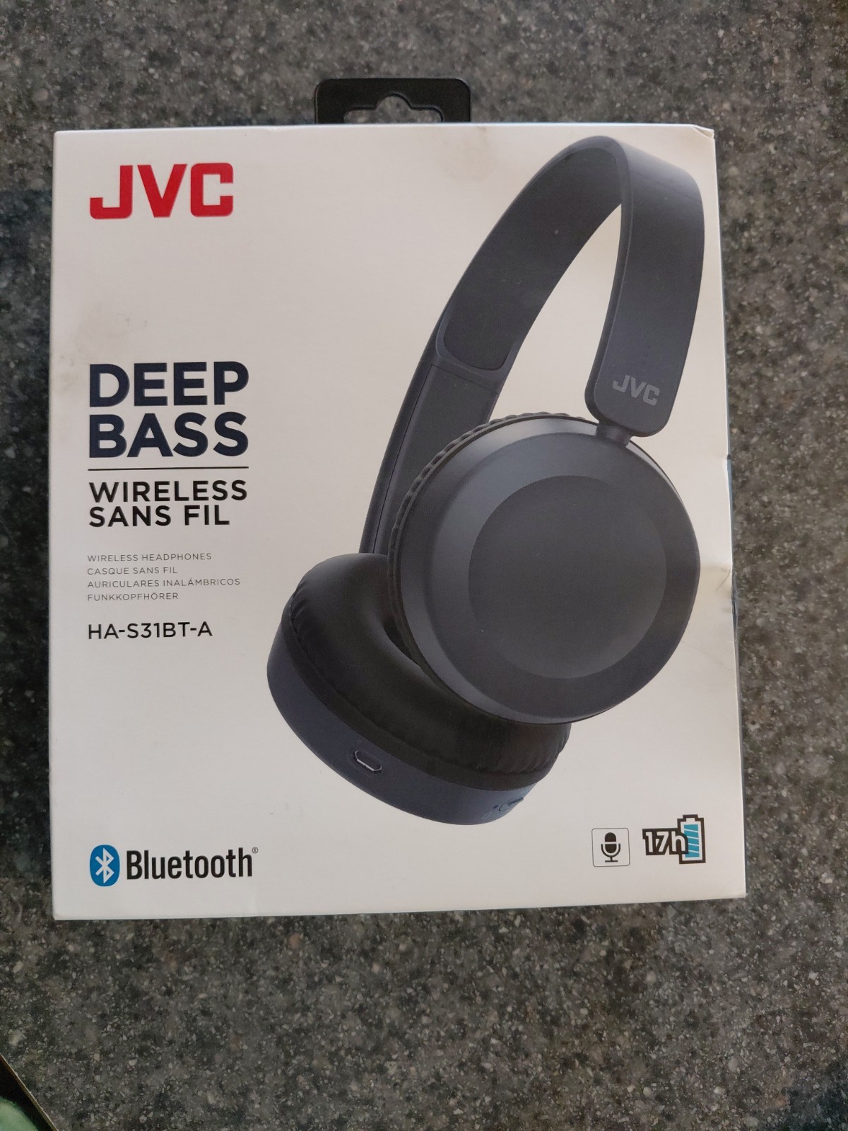 JVC HA-S31BT Slate BLUE Deep Bass Wireless on-ear Headphones Original /Brand New