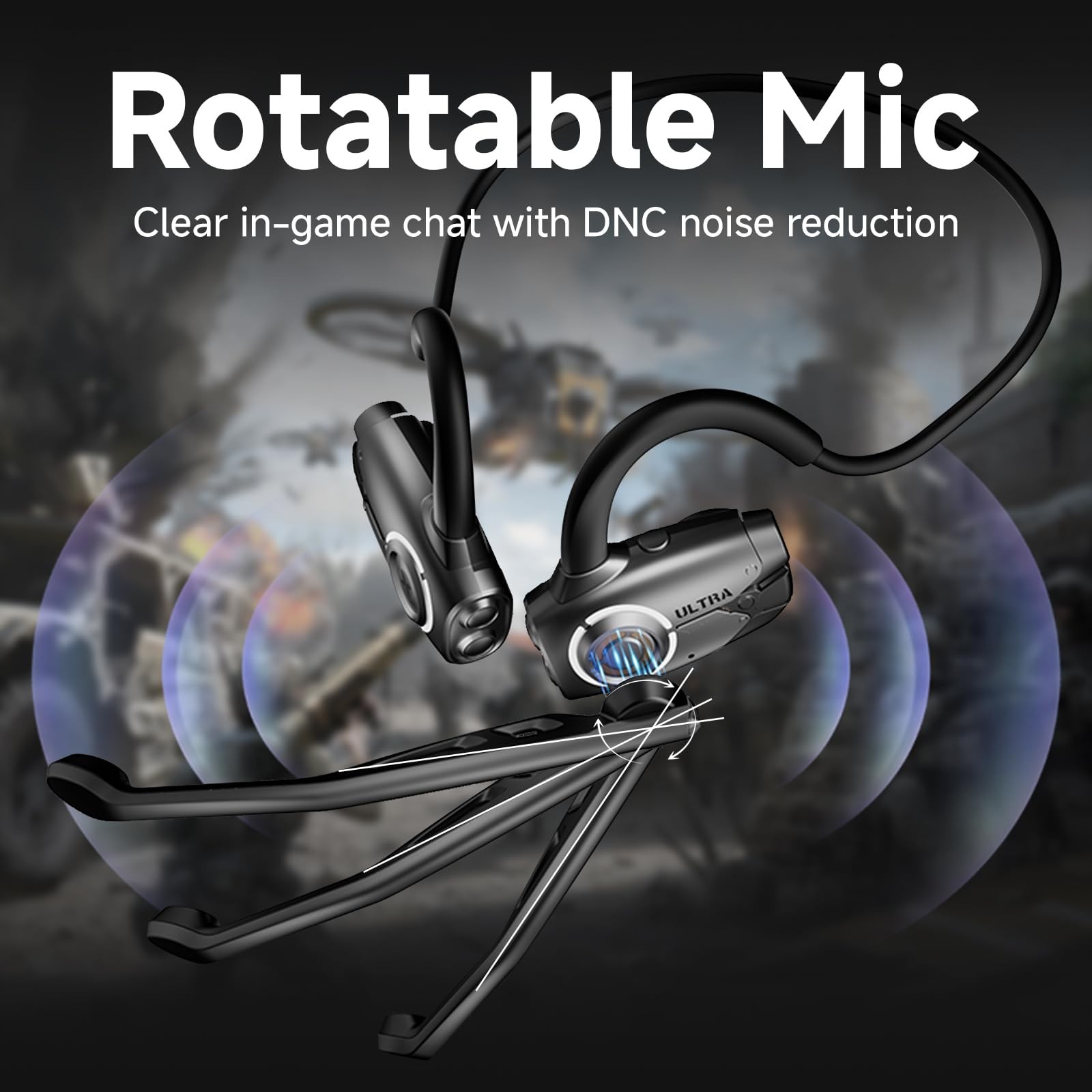 Open Ear Gaming Headphones with Mic, Dual-Mode Wireless, BT6.0/2.4GHz, Ultra-…