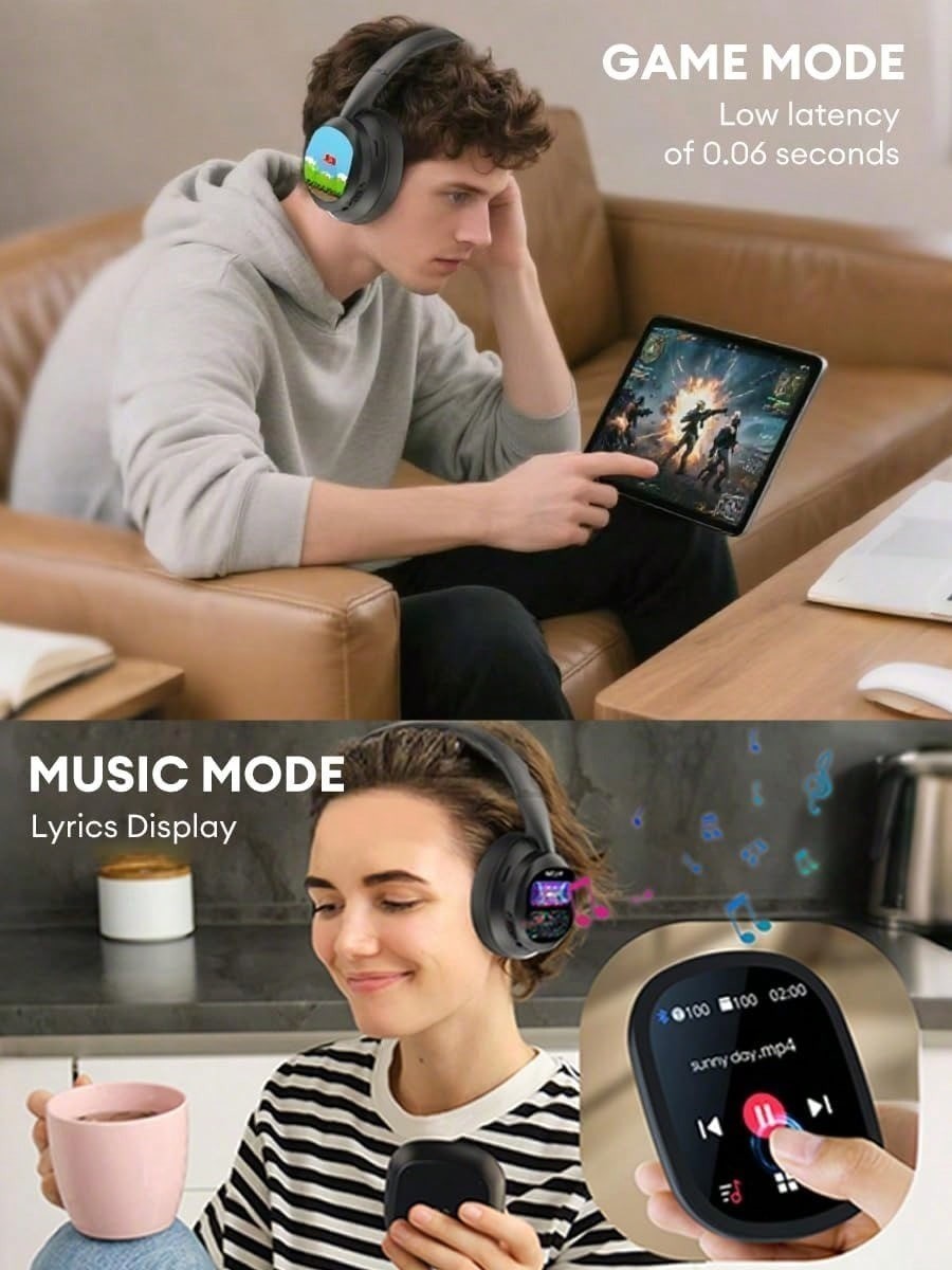 AI Translation Wireless Headphones With LCD Touch Screen 115 Languages Foldable
