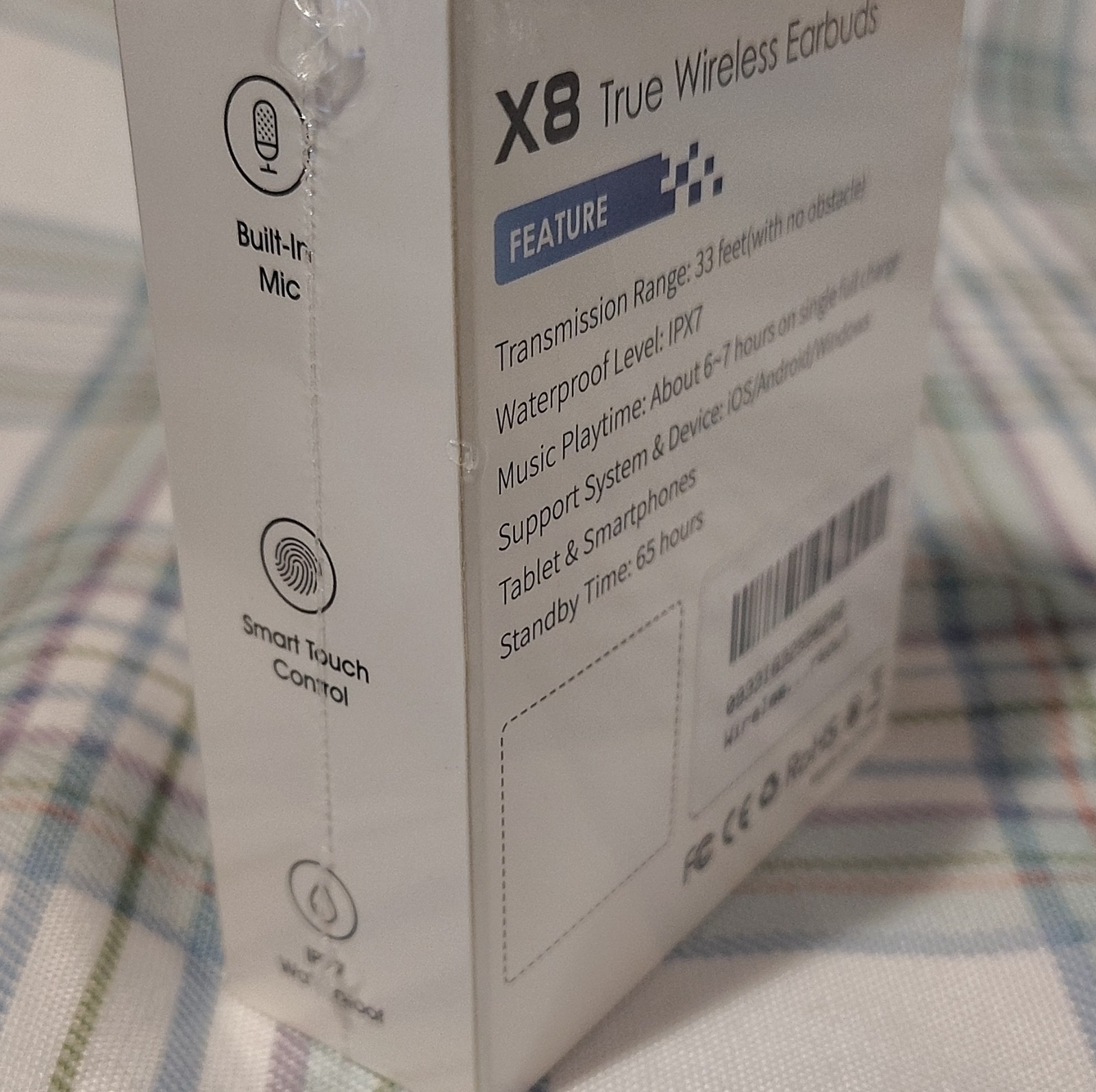 NIB X8 Bluetooth 5.4 Wireless Earbuds Blue, Touch Control, Dual Display, IP7