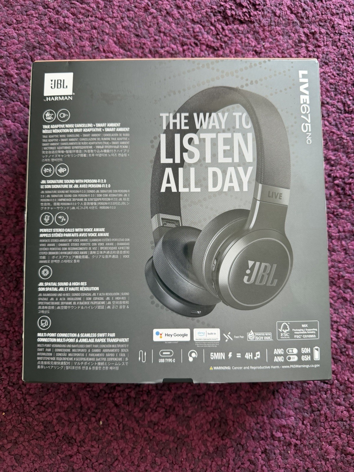 JBL Live 675NC Wireless True Adaptive Noise Cancelling Headphones w/ Voice Aware
