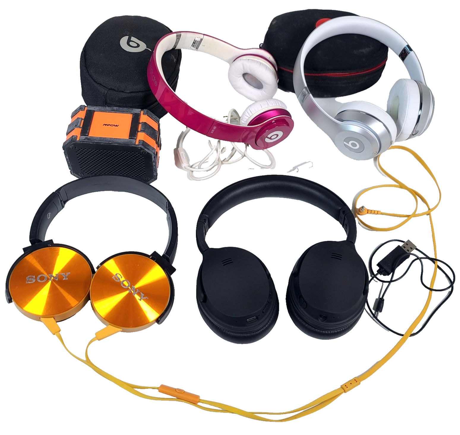 Lot of 5 – Headphones & Speaker Beats Solo HD, Solo3 Sony MDR-XB450 all UNTESTED