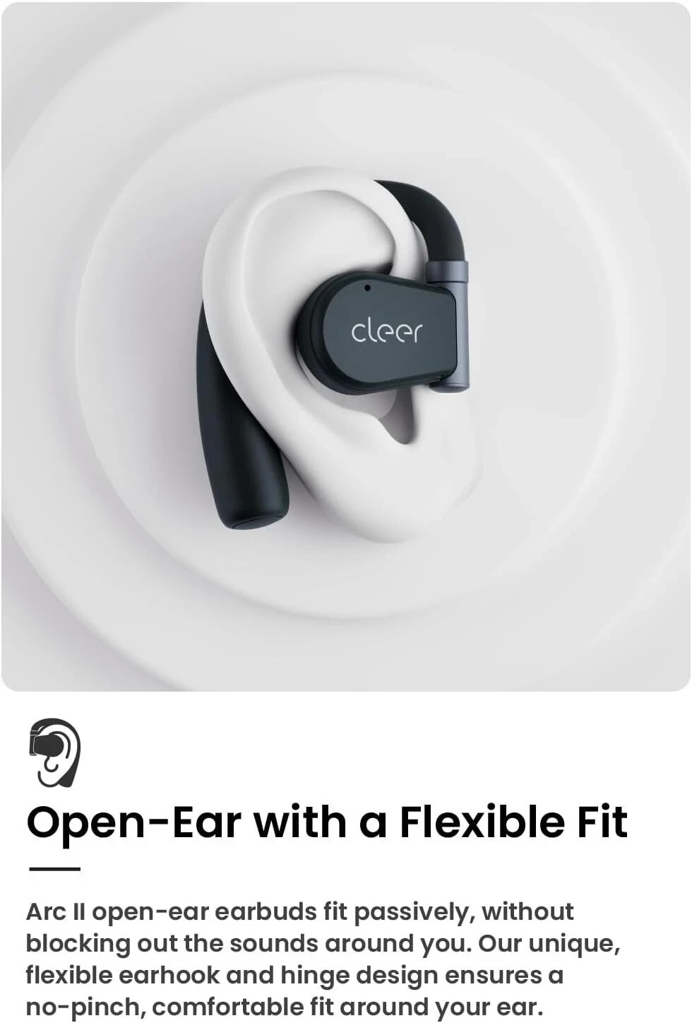 Cleer Arc Sport Earbuds- Blue Smart Open Ear Wireless Headphones