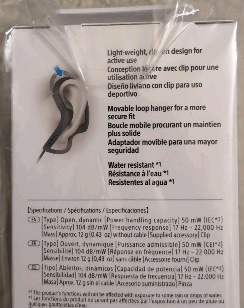 NEW Sony MDR-AS210 Stereo Headphones for Sports – Clip On Design For Active Use