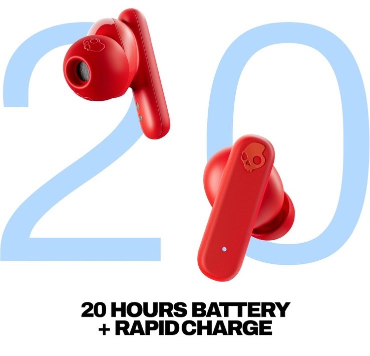 New Skullcandy Smokin’ Buds Wireless Earbuds Bluetooth Headphones Flame Red A9
