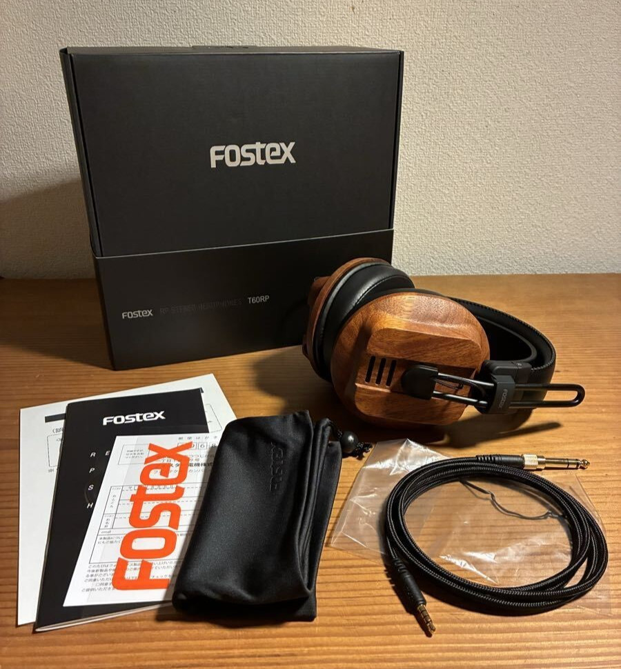 FOSTEX T60RP Planar Magnetic Headphones Wood Housing Black Tested Working