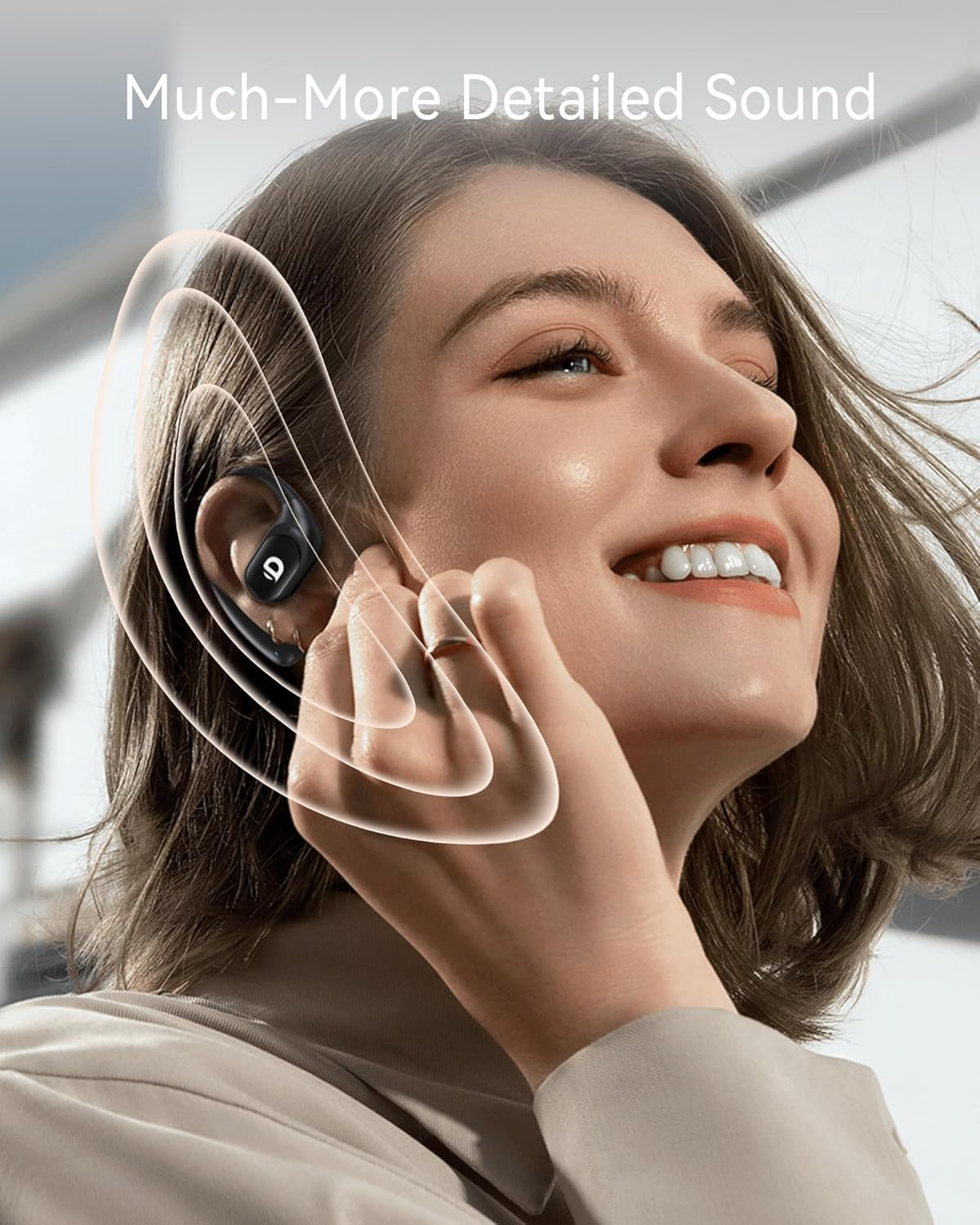 Open Ear Earbuds, True Wireless Open Ear Headphones with Earhooks, Air Conductio