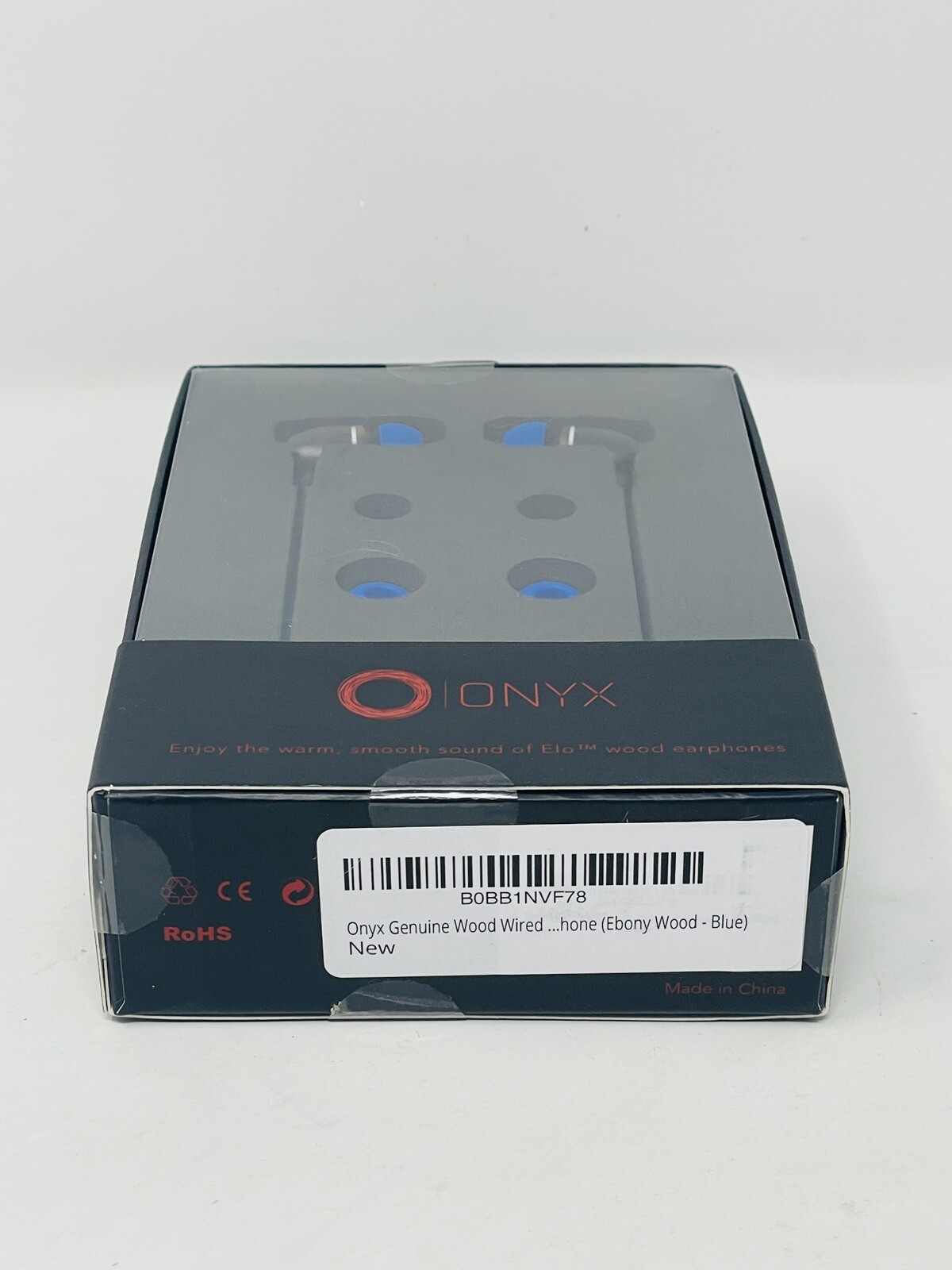 Onyx ELO Premium Genuine Wood In-ear Noise-isolating Headphones Blue NEW