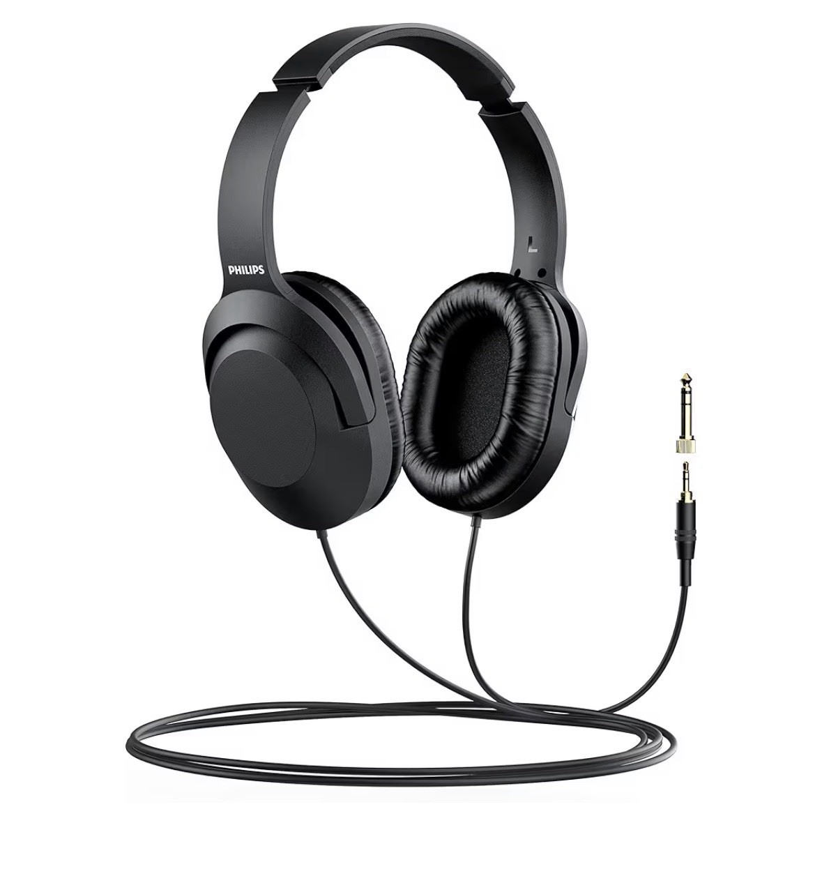 PHILIPS Over Ear Wired Stereo Headphones for Podcasts, Studio One Size, Black