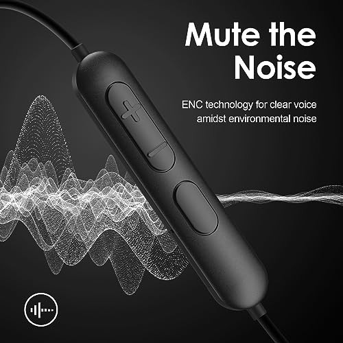 Bluetooth Headphones, 150H Playtime Wireless Bluetooth Earbuds w/Mic in Black