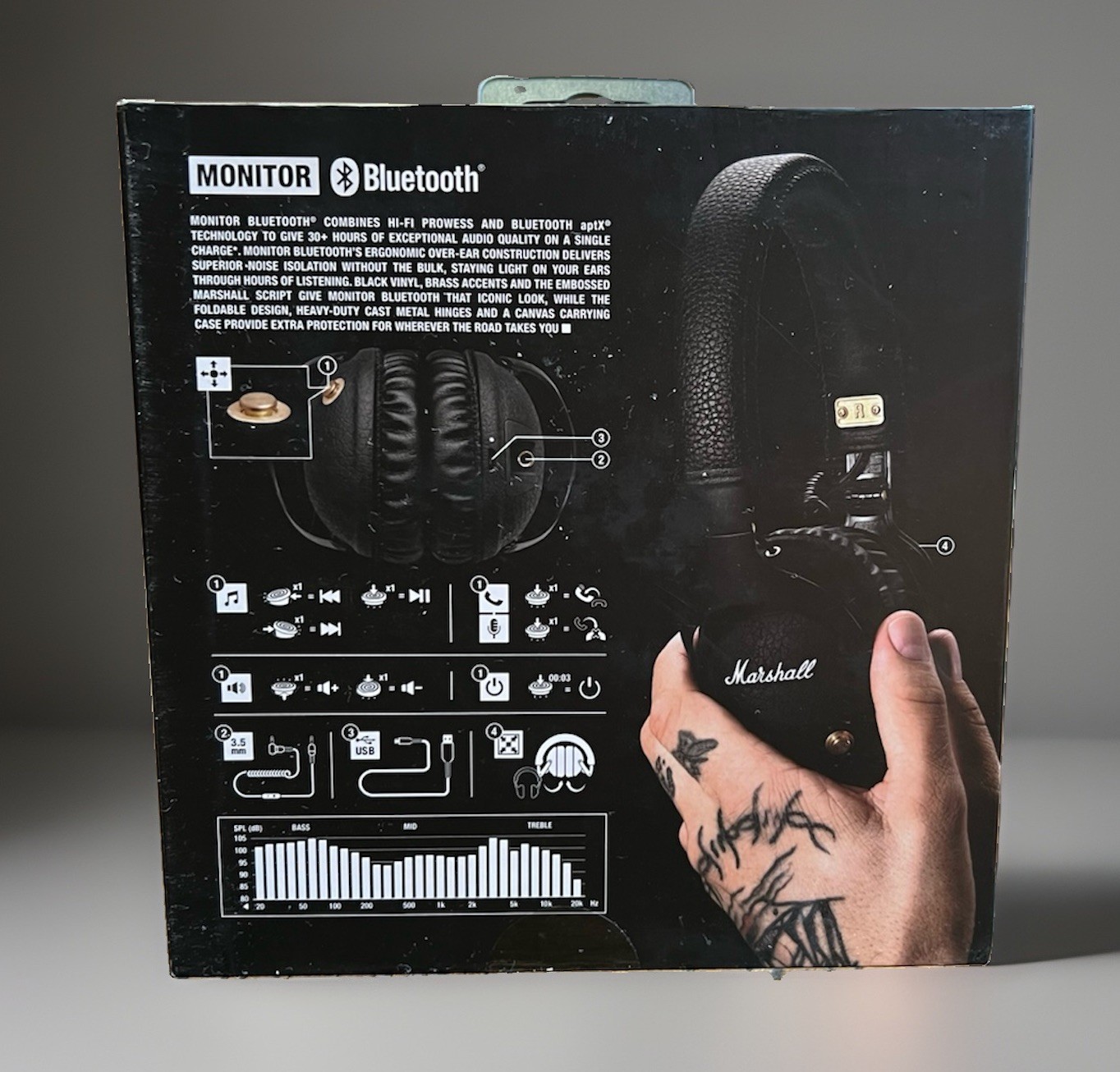Marshall Headphones Monitor Bluetooth Wireless Over Ear Headphones – Black