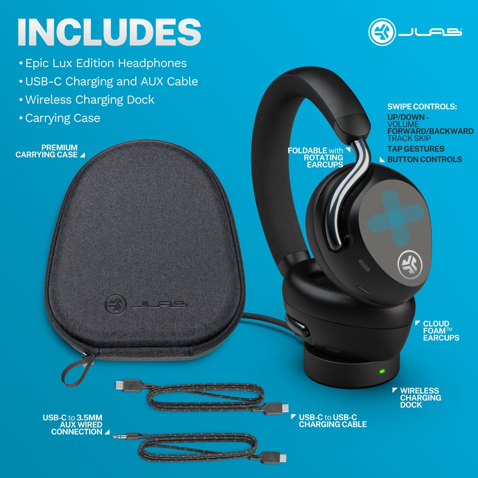 Epic Lux Lab Edition Active Noise Cancelling Headphones, Over Ear, Hi-Res Audio