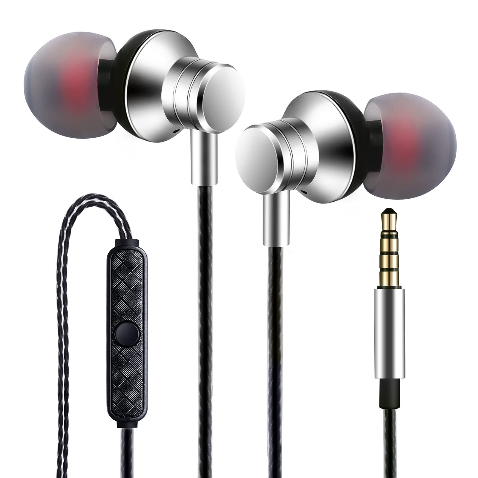 Empsun Wired Earbuds Headphones 3.5mm In-Ear Mic Black Noise Isolation