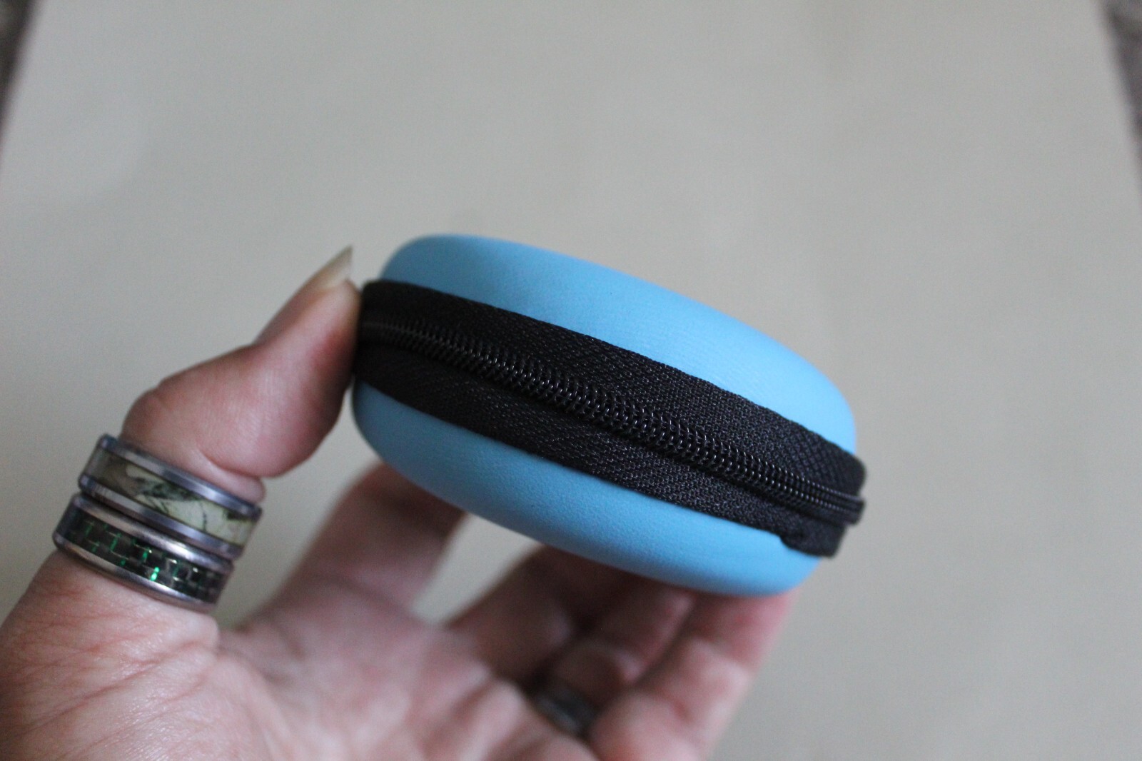 Headphones with Case 3.5mm Jack Bundle with Blue Zipper Case Mesh Pocket