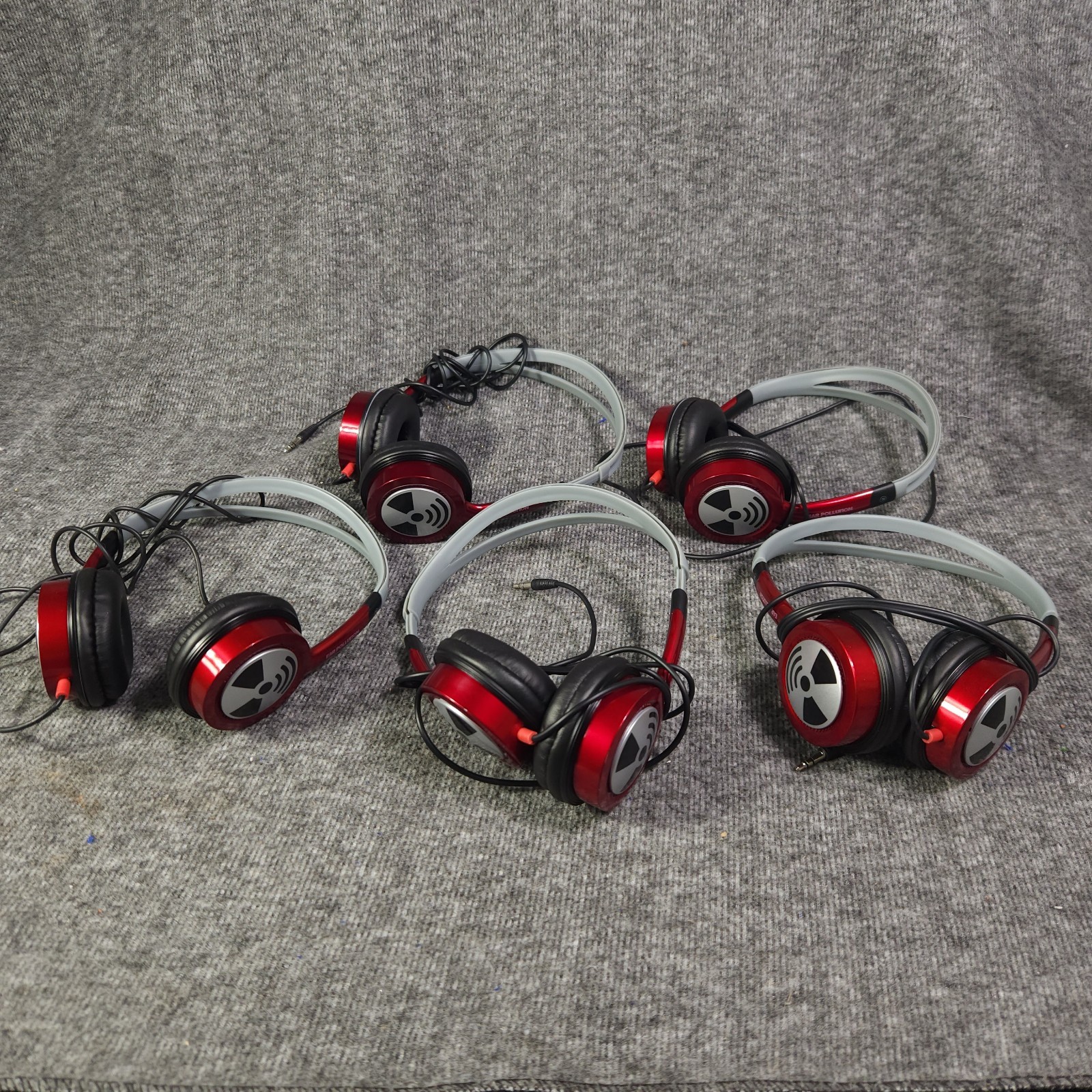 Lot Of 5 iFrogz EarPollution Toxix On-Ear Headphones Red 3.5mm Jack Working