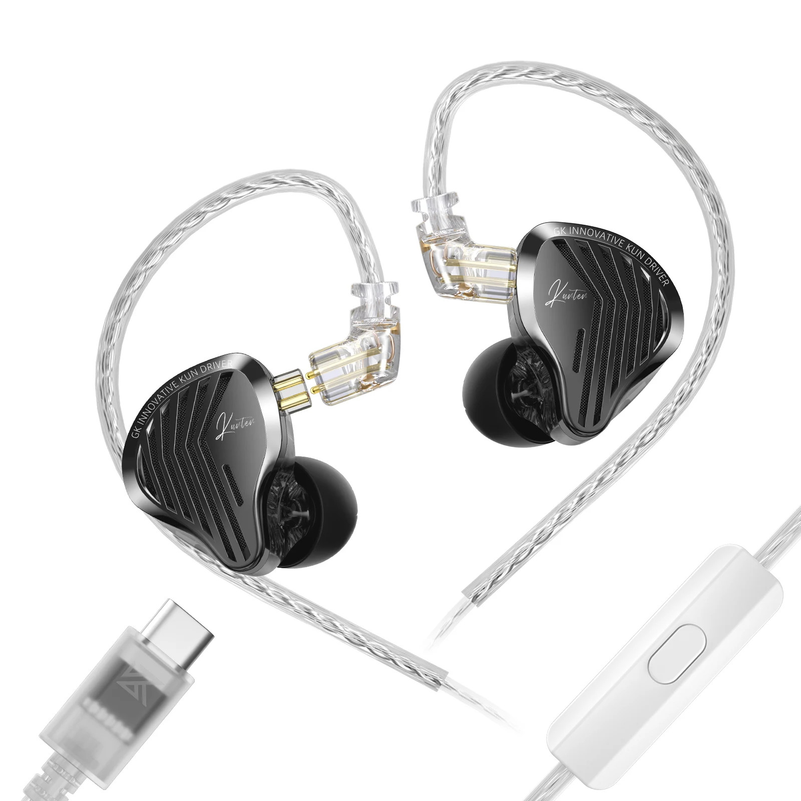 GK KUNTEN Dynamic HiFi In-Ear Headphones Detachable 2PIN Metal Earbuds