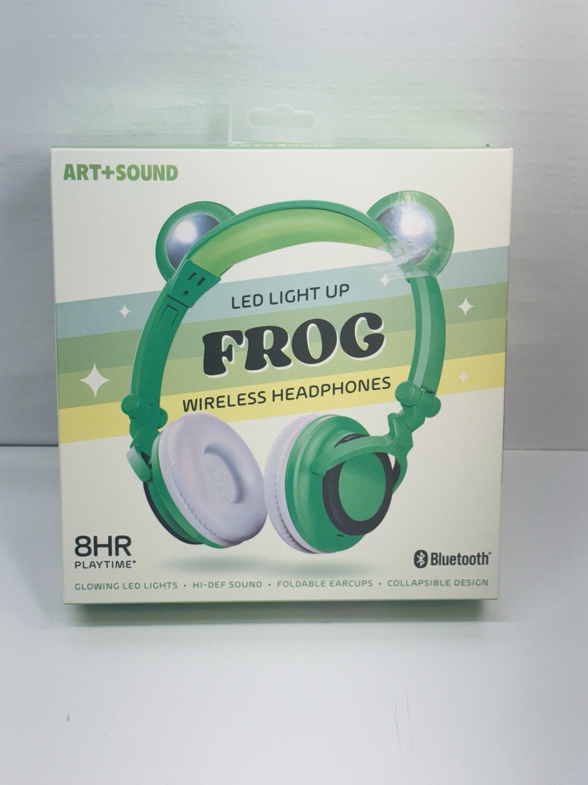 Art + Sound LED Light Up Frog Bluetooth Wireless / Wired Headphones & Microphone