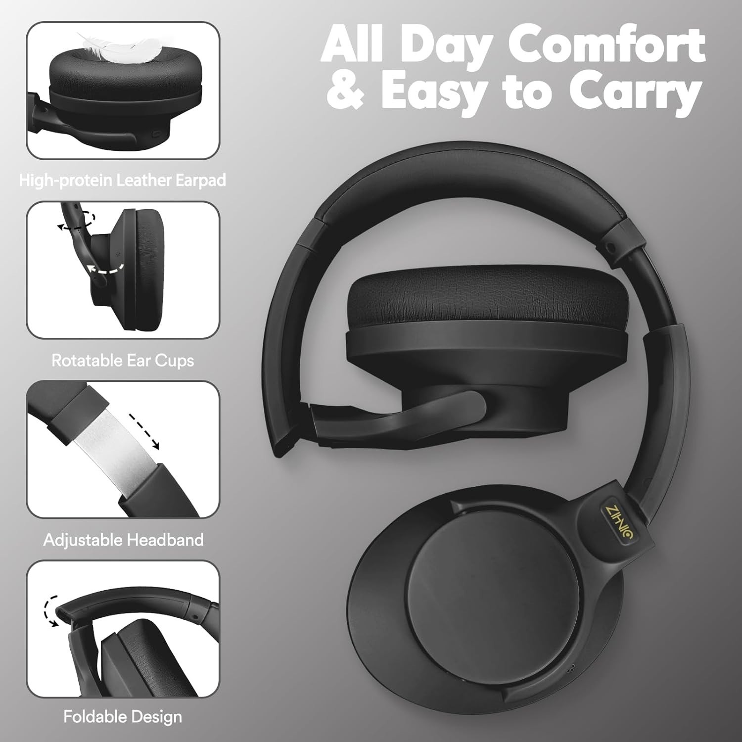 Wireless Bluetooth 5.3 Headphones Over Ear Headset Stereo Noise Cancelling