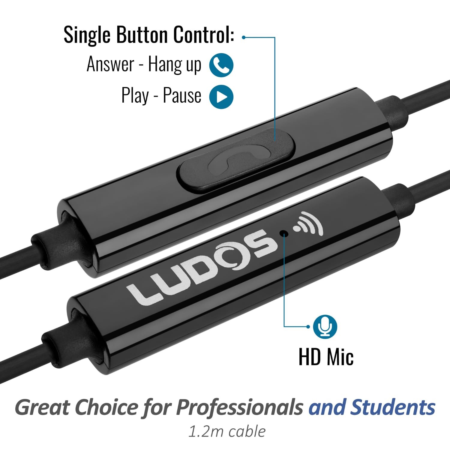 LUDOS OMNITONE Wired Earbuds in-Ear Headphones, 5 Years 1 Pack, Grey