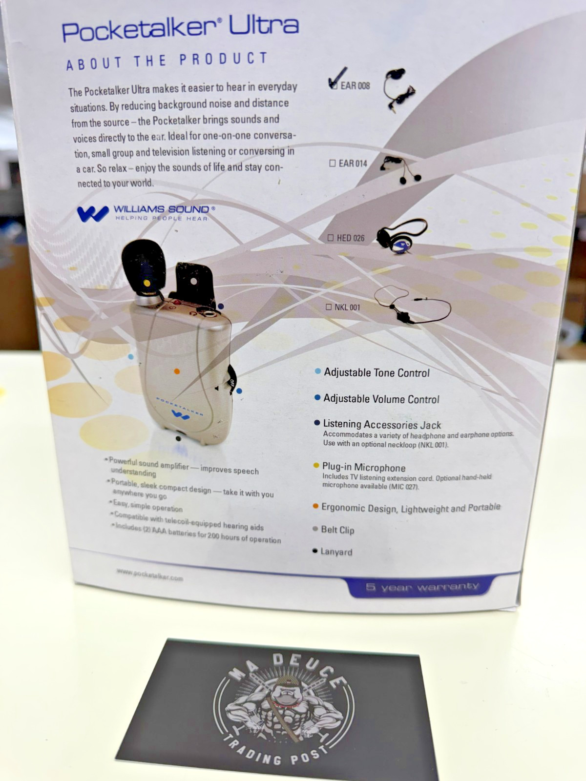 Williams Sound Pocketalker Ultra Personal Sound Amplifier PKT-DI