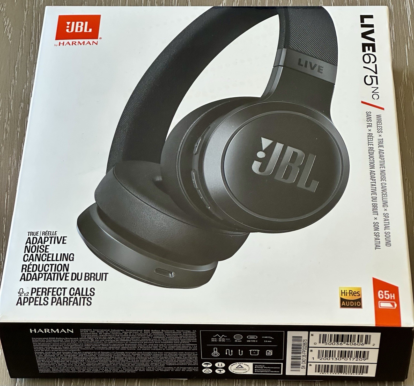 JBL Live 675NC ANC Bluetooth On-Ear Wireless Headphones Open Box