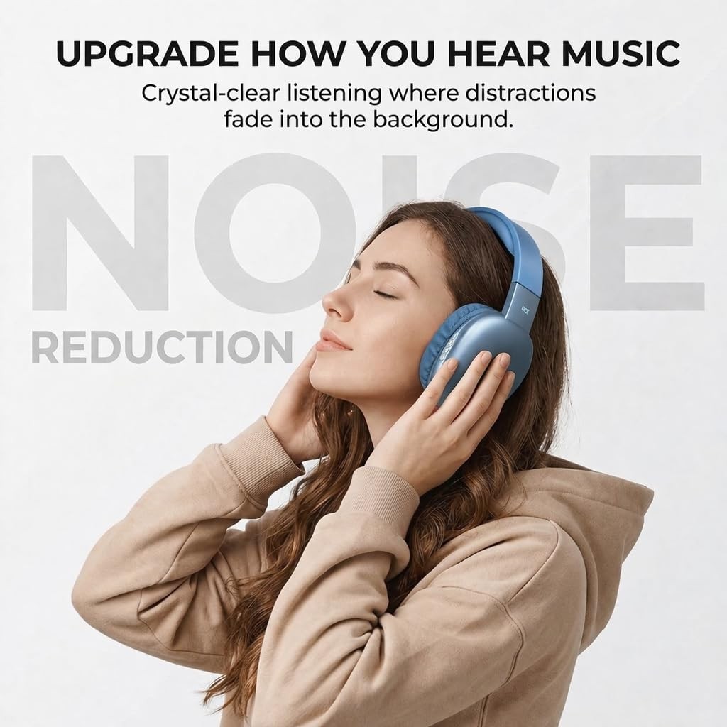 Ultra Wireless OverEar Bluetooth Headphones Mic 10 Hours Playtime Blue