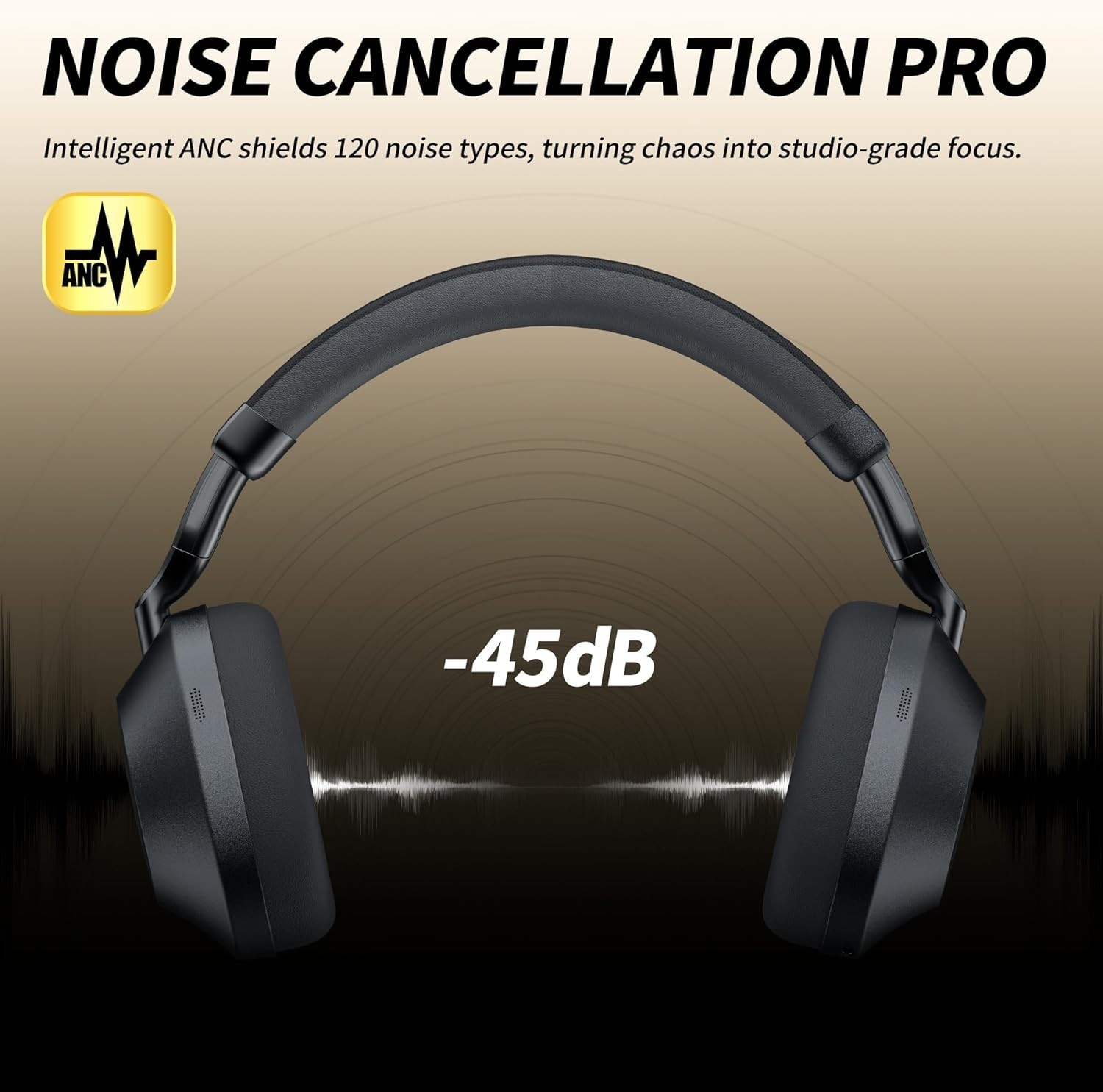 Crystal Clear Audio with Quad-Mic ANC Wireless Headphones – For Gaming & Music