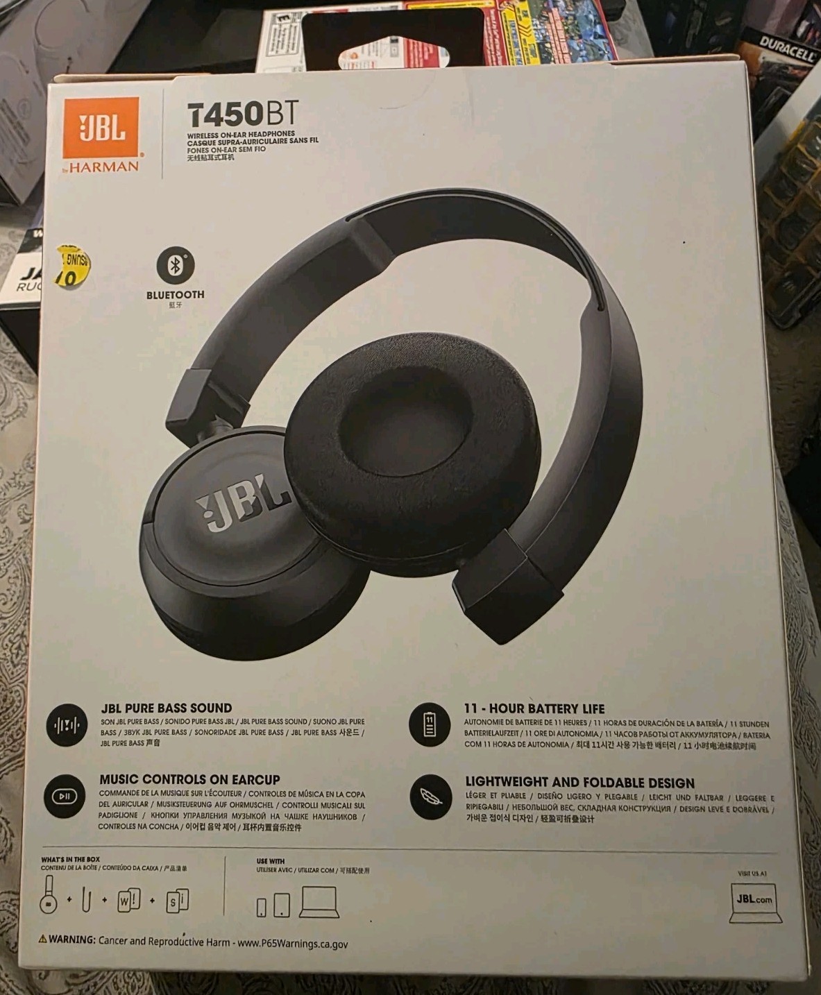 JBL T450bt Wireless Bluetooth On-ear Headphones – Black