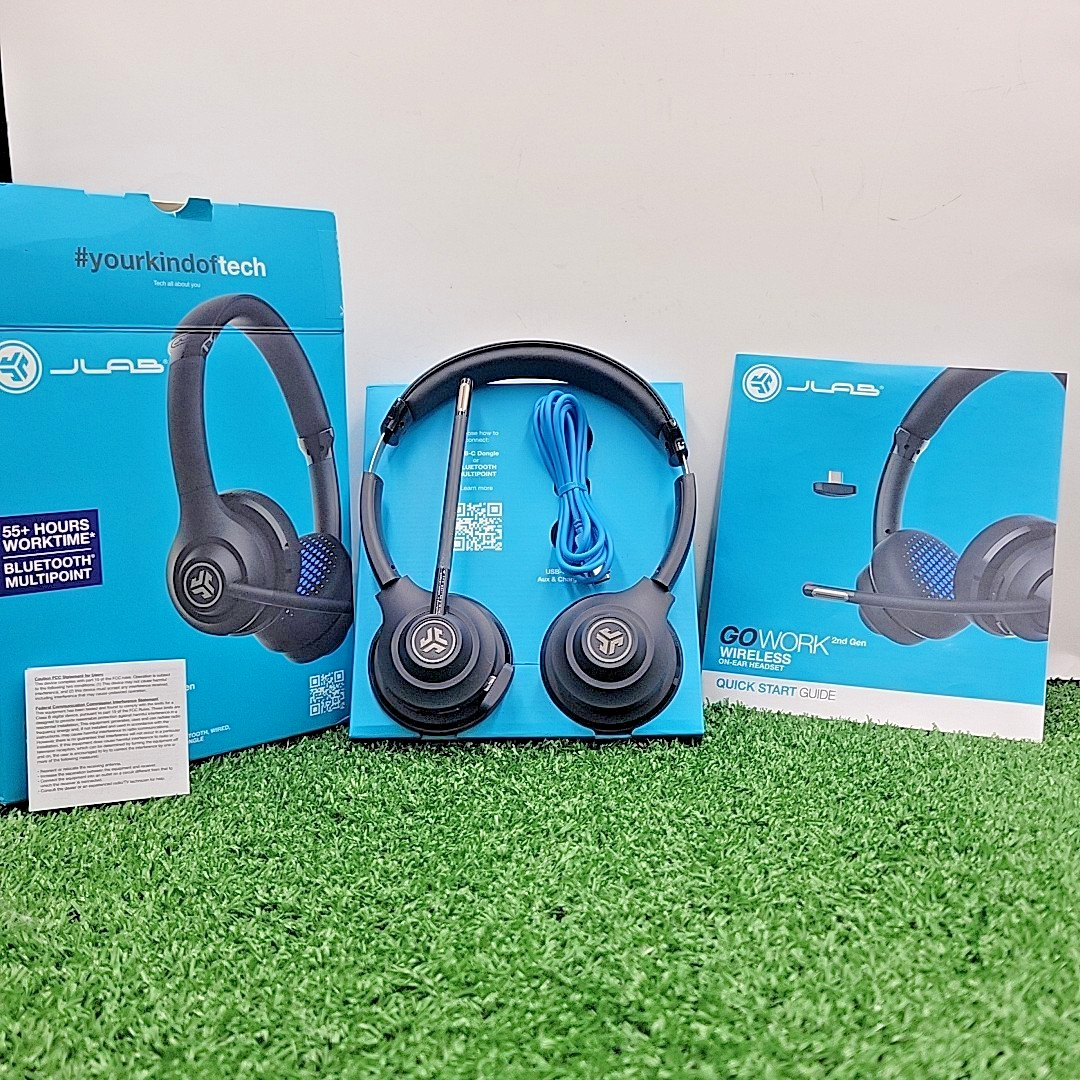 JLab GO Work Wireless On-Ear Headset 2nd Gen, Bluetooth, USB-C Mi, Black