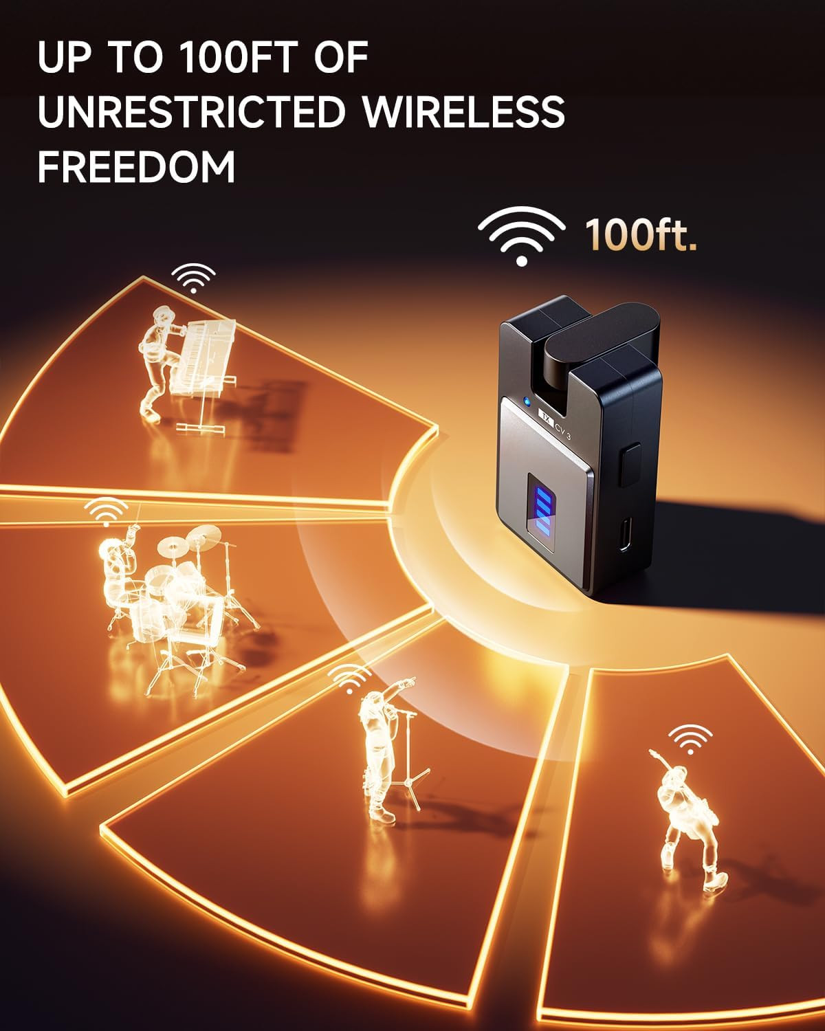 Wireless in Ear Monitor System, Stereo IEM System with Transmitter, Beltpack Col