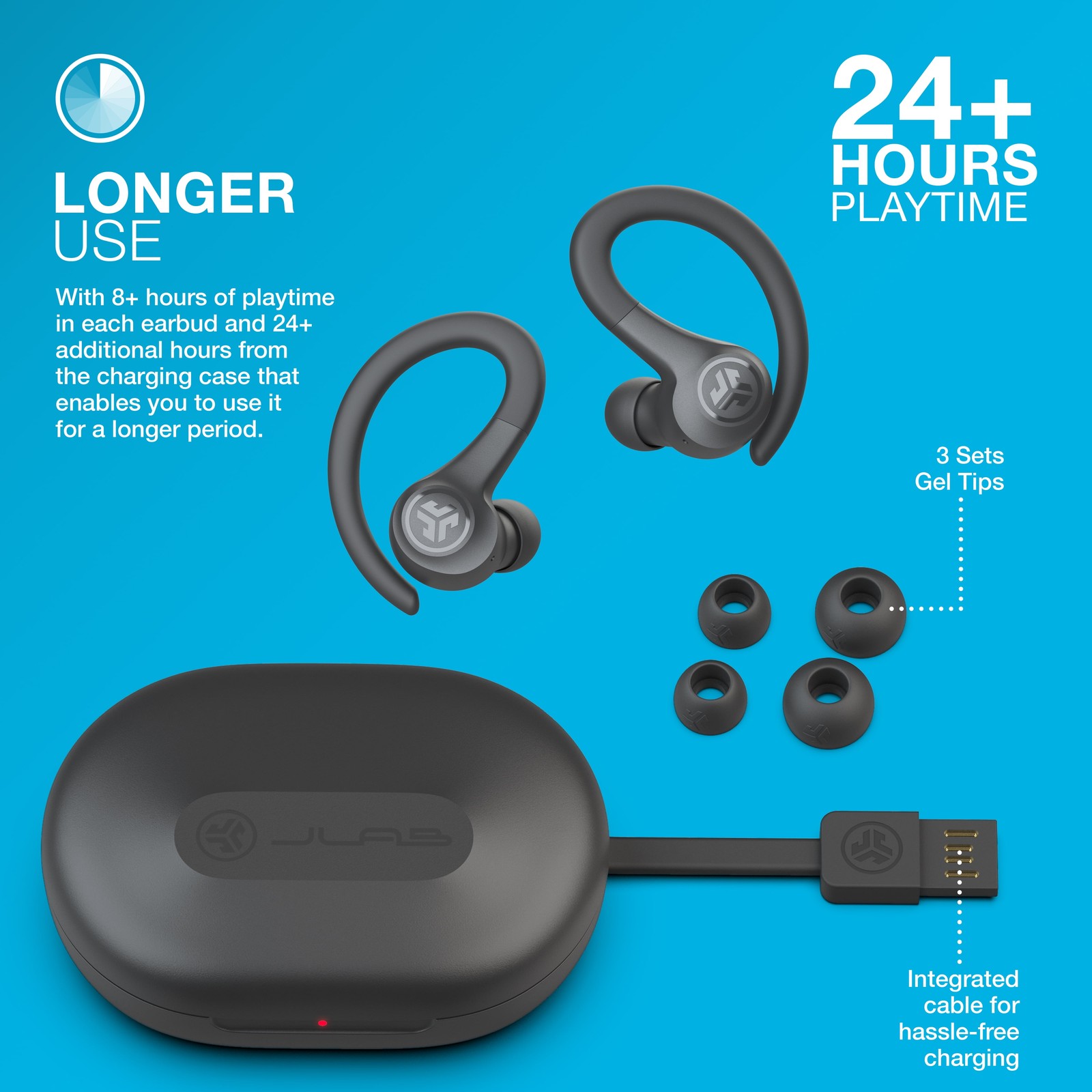 JLab Go Air Sport Bluetooth Earbuds, True Wireless with Charging Case, Teal
