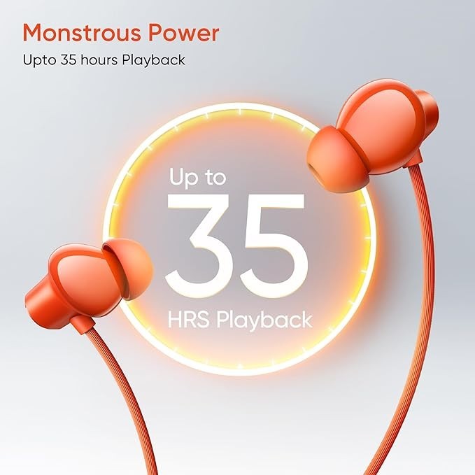 realme Buds Wireless 5 Lite Bluetooth Neckband Cyber Orange color Earphones..
