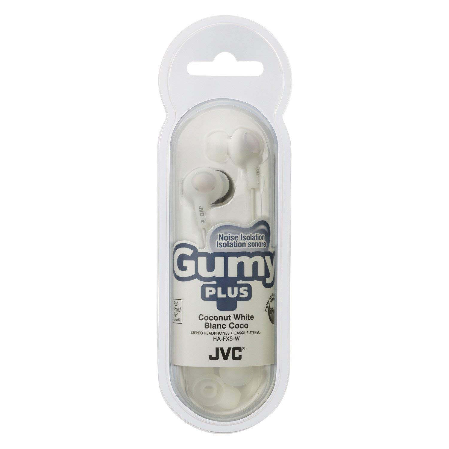 JVC Gumy Plus Inner Ear Headphones White 3.5mm Wired Earbuds with Earpieces