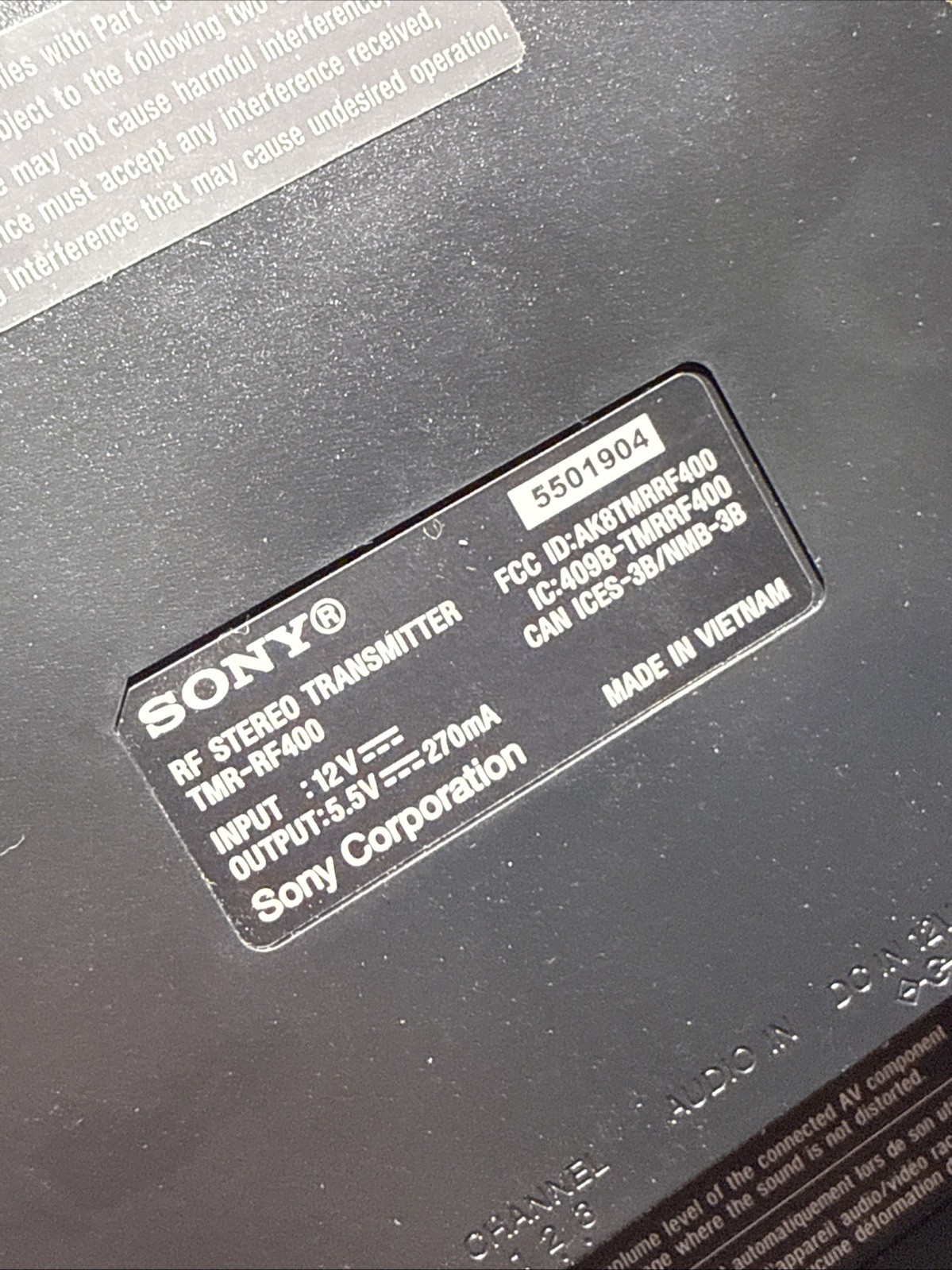 Sony RF400 Wireless Home Theater Headphones – Black Used Tested