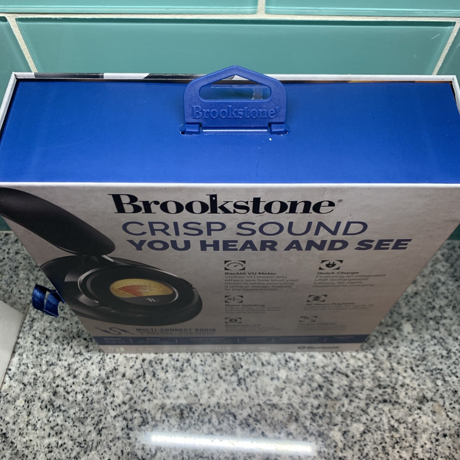 Brookstone Acoustic Pro Wireless Metered Headphones 35 Hours Bluetooth NEW