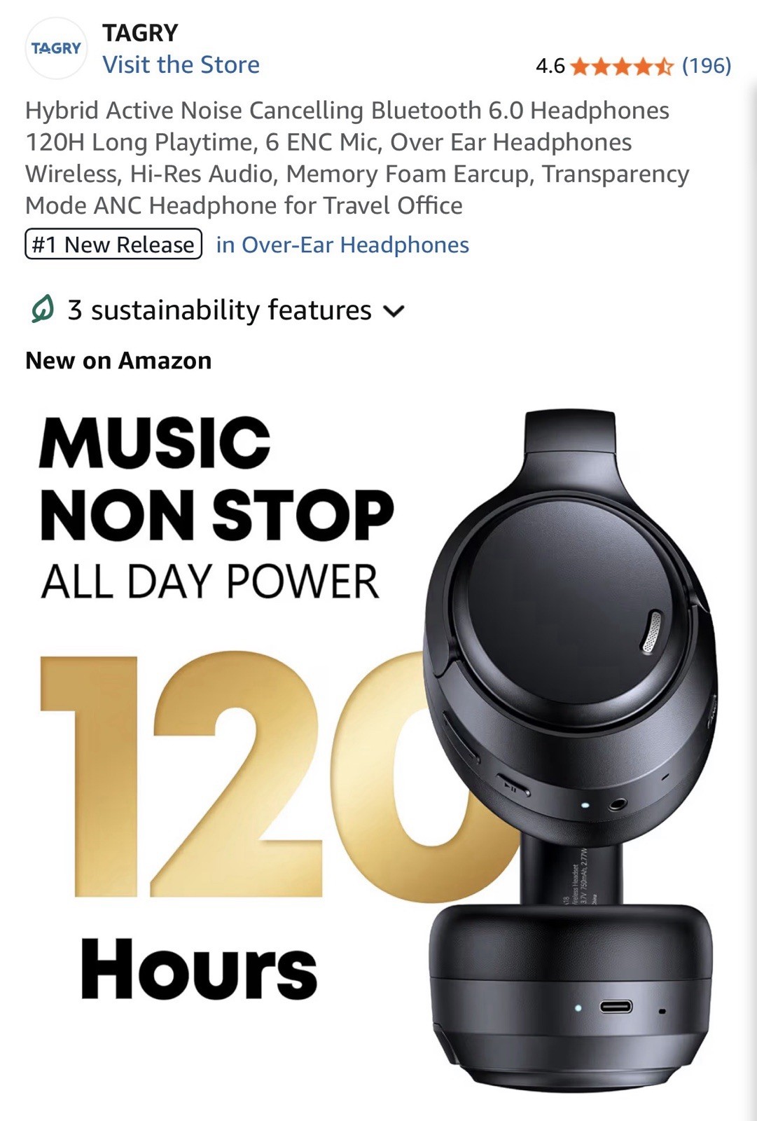 Hybrid Active Noise Cancelling Bluetooth 6.0 Headphones 120H Long Playtime