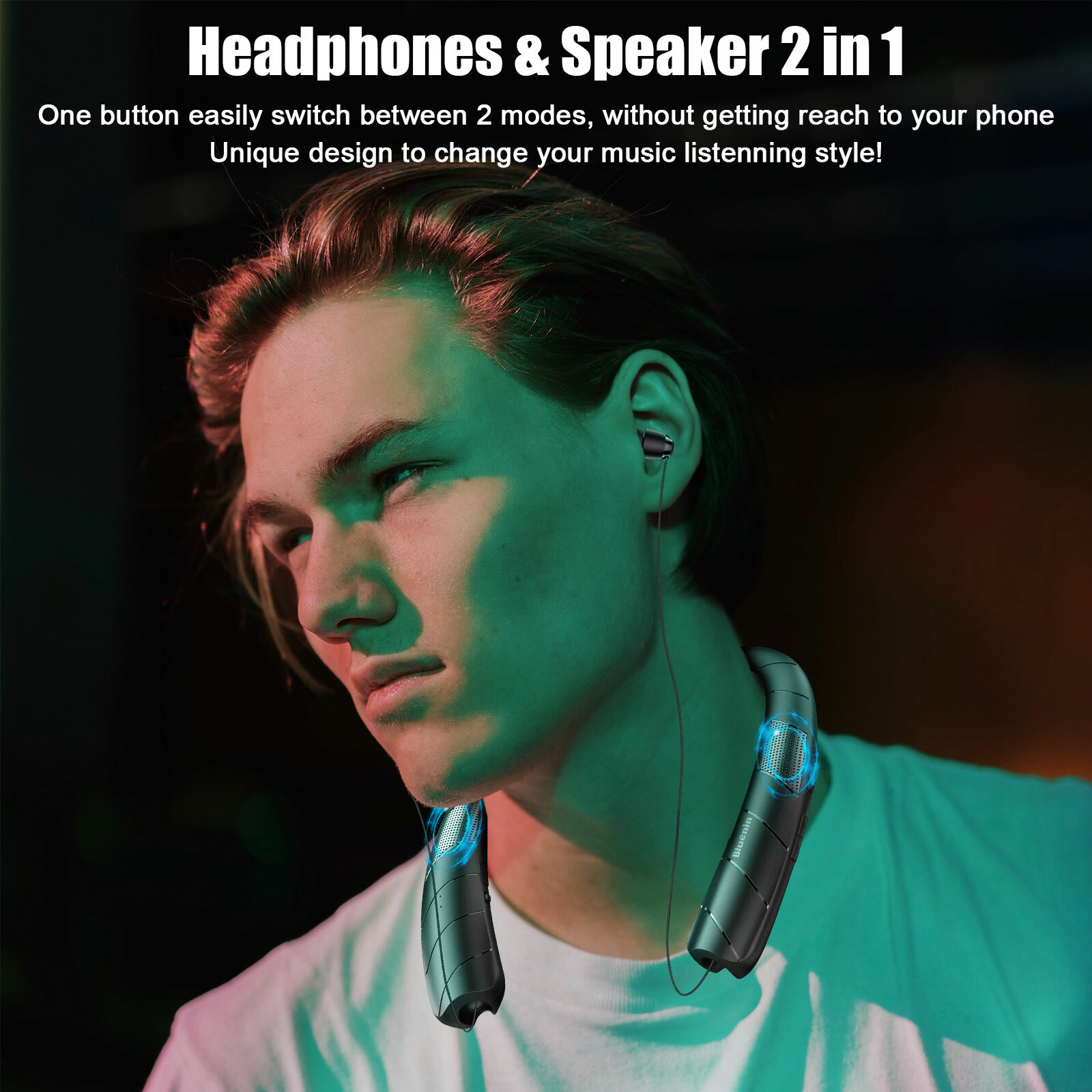 Bluetooth 5.0 Neckband Headset Wireless Earbuds Earphone Speaker Headphone w/Mic