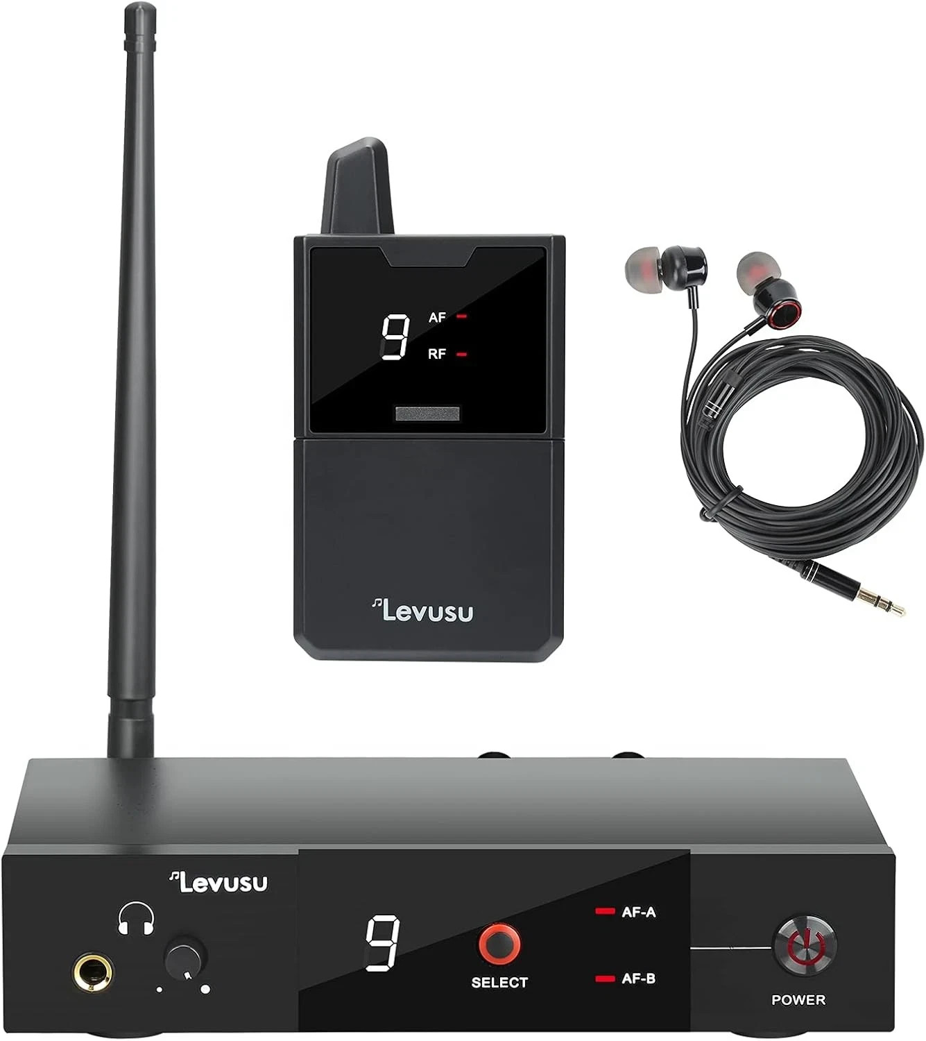 UHF Wireless in-Ear Monitor System with Earphone,180Ft, 1 Bodypack, Black